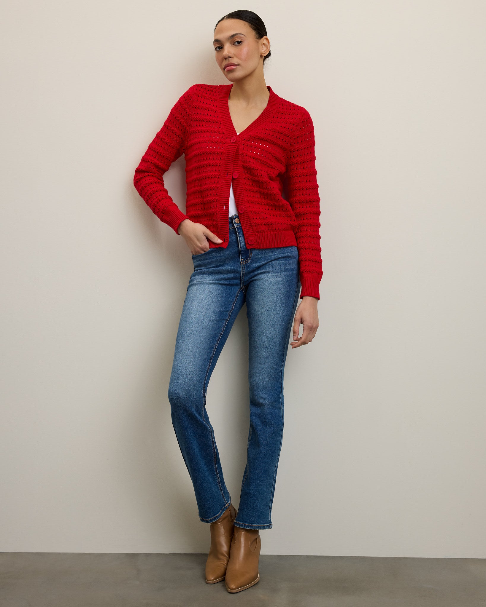 Red $|& Herizon Elevate Cardigan - UGC On Fig