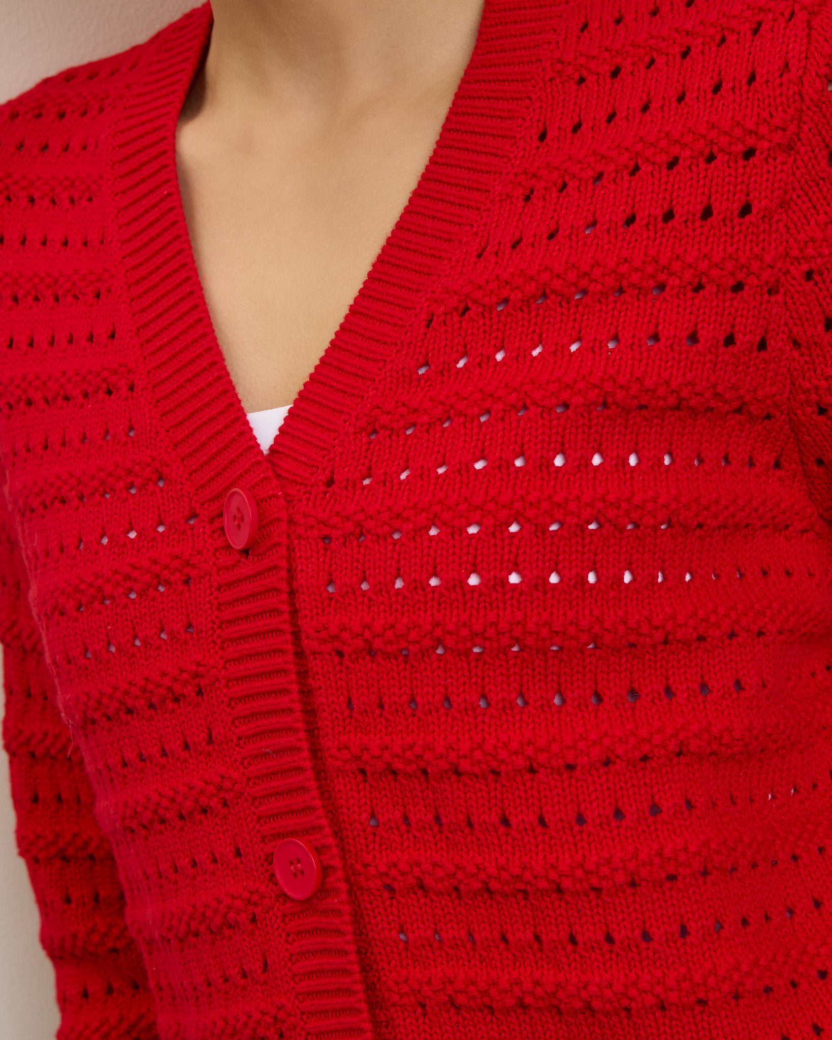 Red $|& Herizon Elevate Cardigan - SOF Full Front