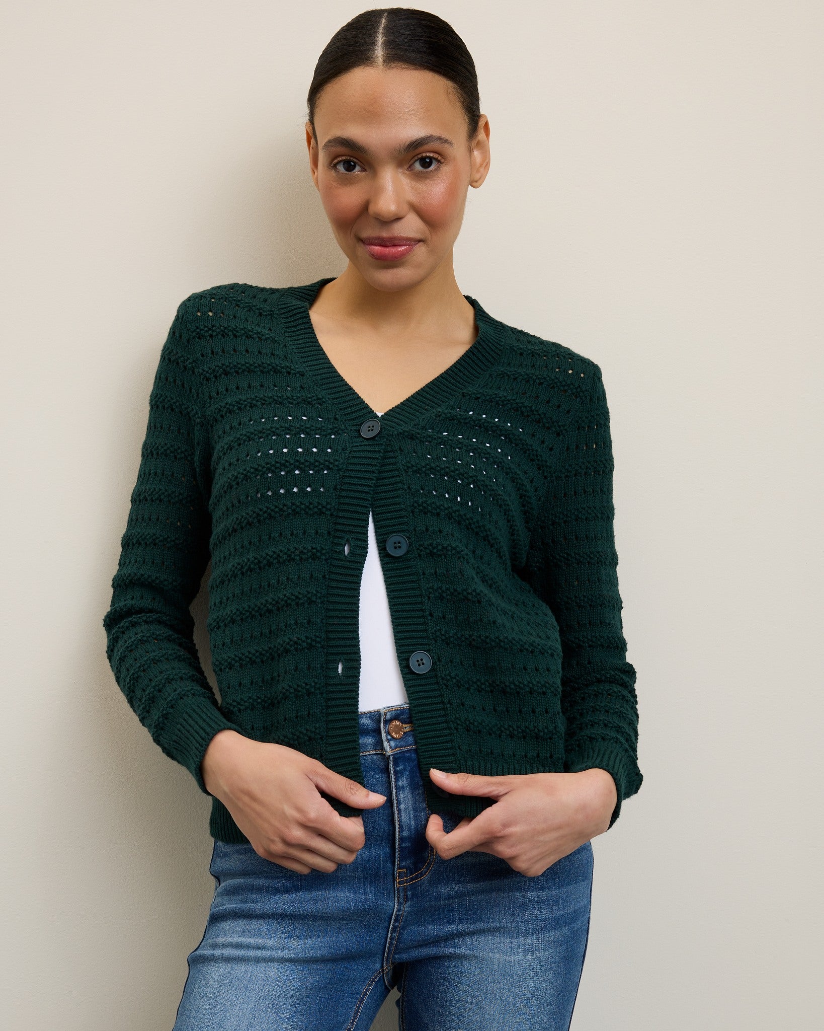 Hunter Green $|& Herizon Elevate Cardigan - SOF Front