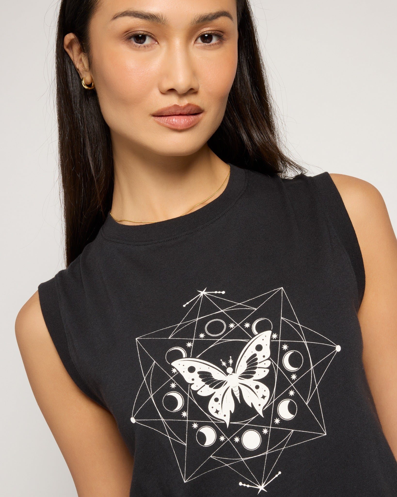 Faded Black $|& Interval Terrain Muscle Tank Butterfly - SOF Full Front
