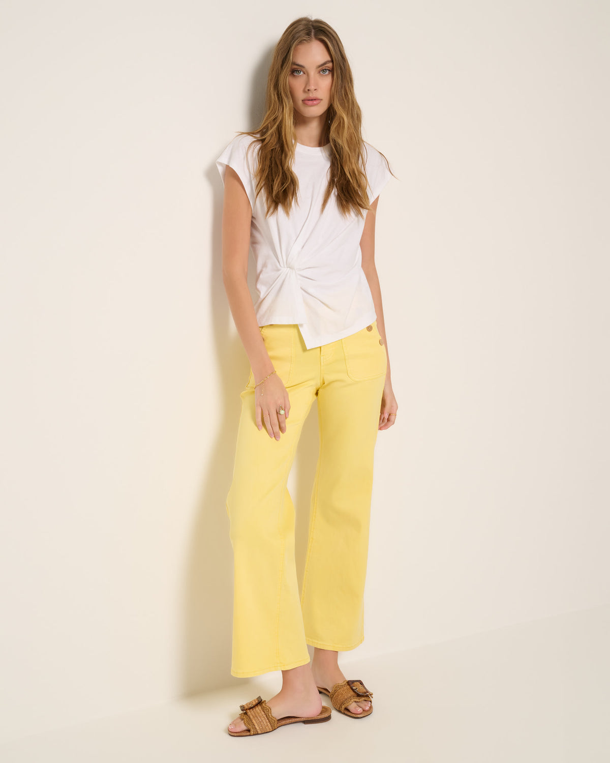 Sunshine $|& SEAS Acacia Button Wide Leg Twill Pant - UGC On Fig
