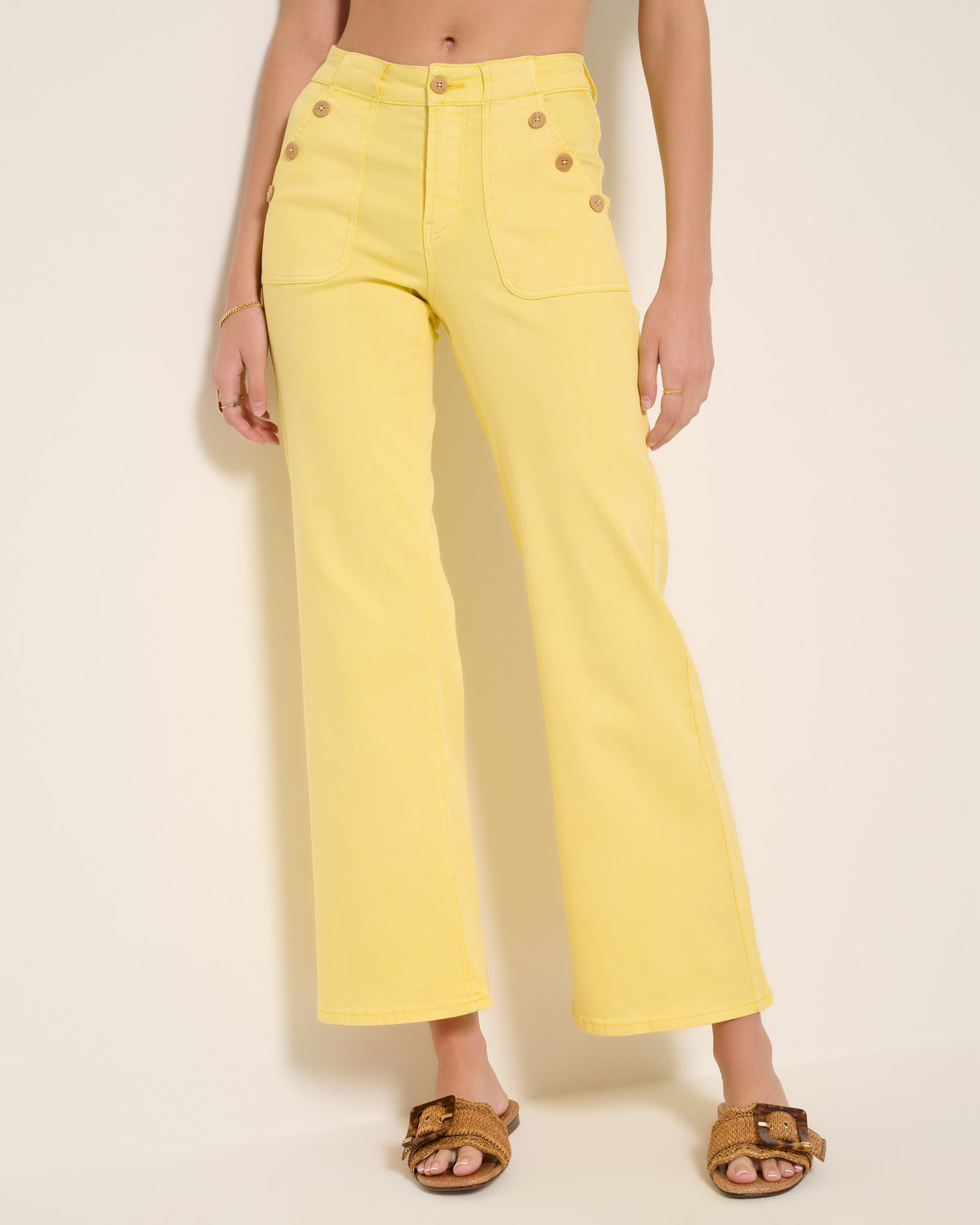 Sunshine $|& SEAS Acacia Button Wide Leg Twill Pant - SOF Front