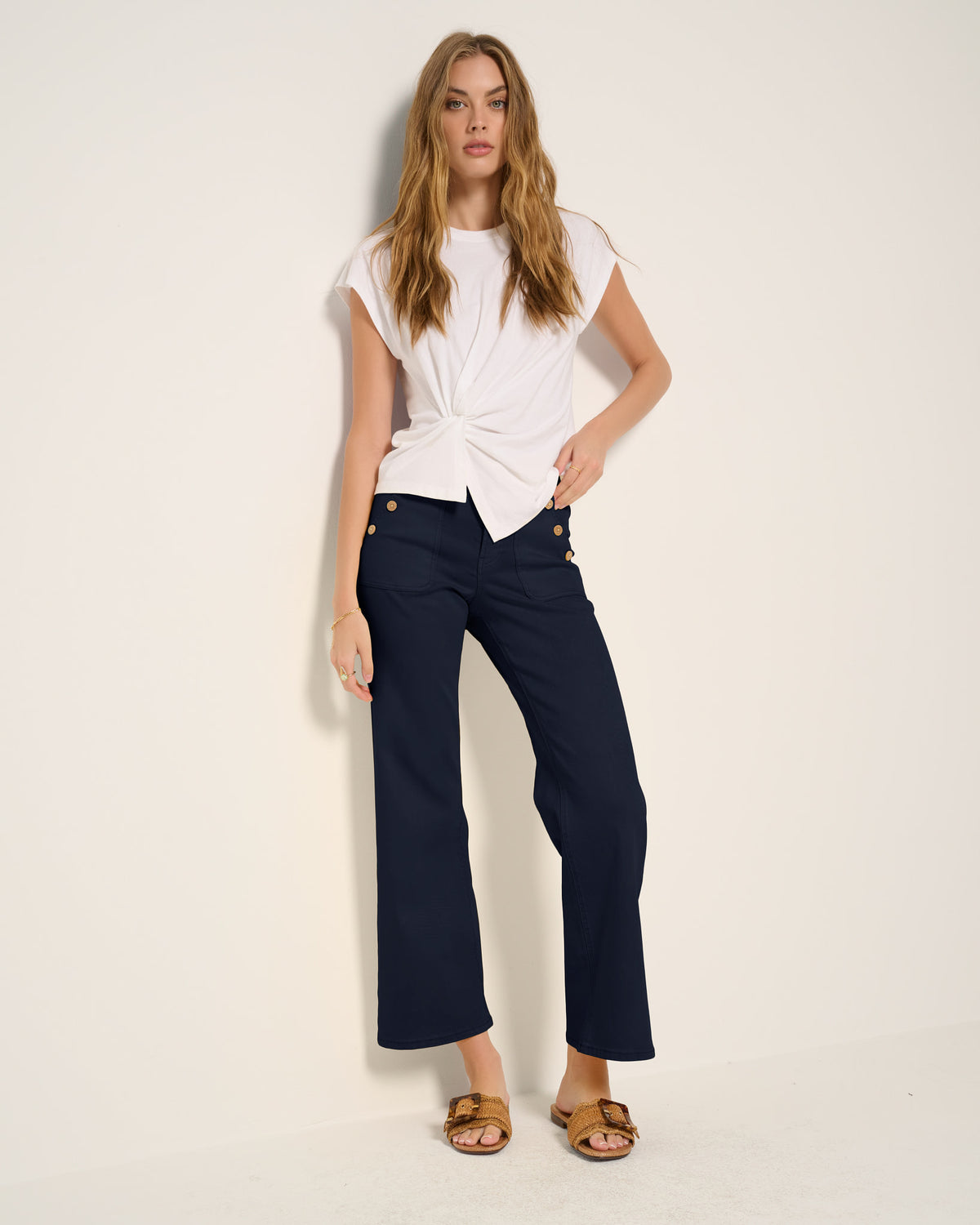 Mariner Midnight $|& SEAS Acacia Button Wide Leg Twill Pant - UGC On Fig