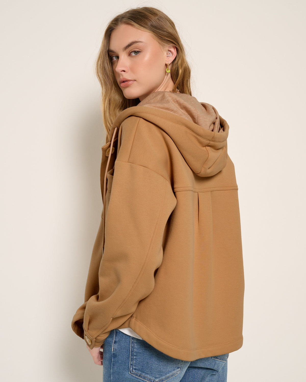 Heather Cafe $|& SEAS Upstate Hooded Shacket - SOF Back