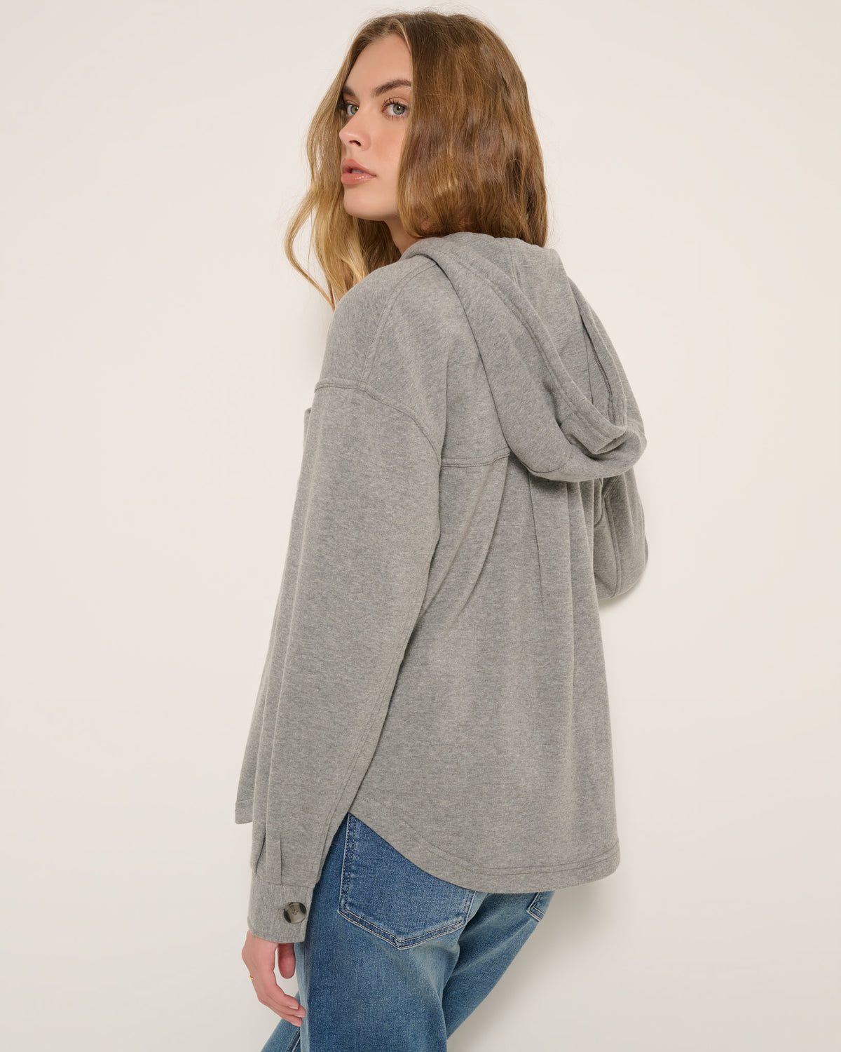 Heather Grey $|& SEAS Upstate Hooded Shacket - SOF Back