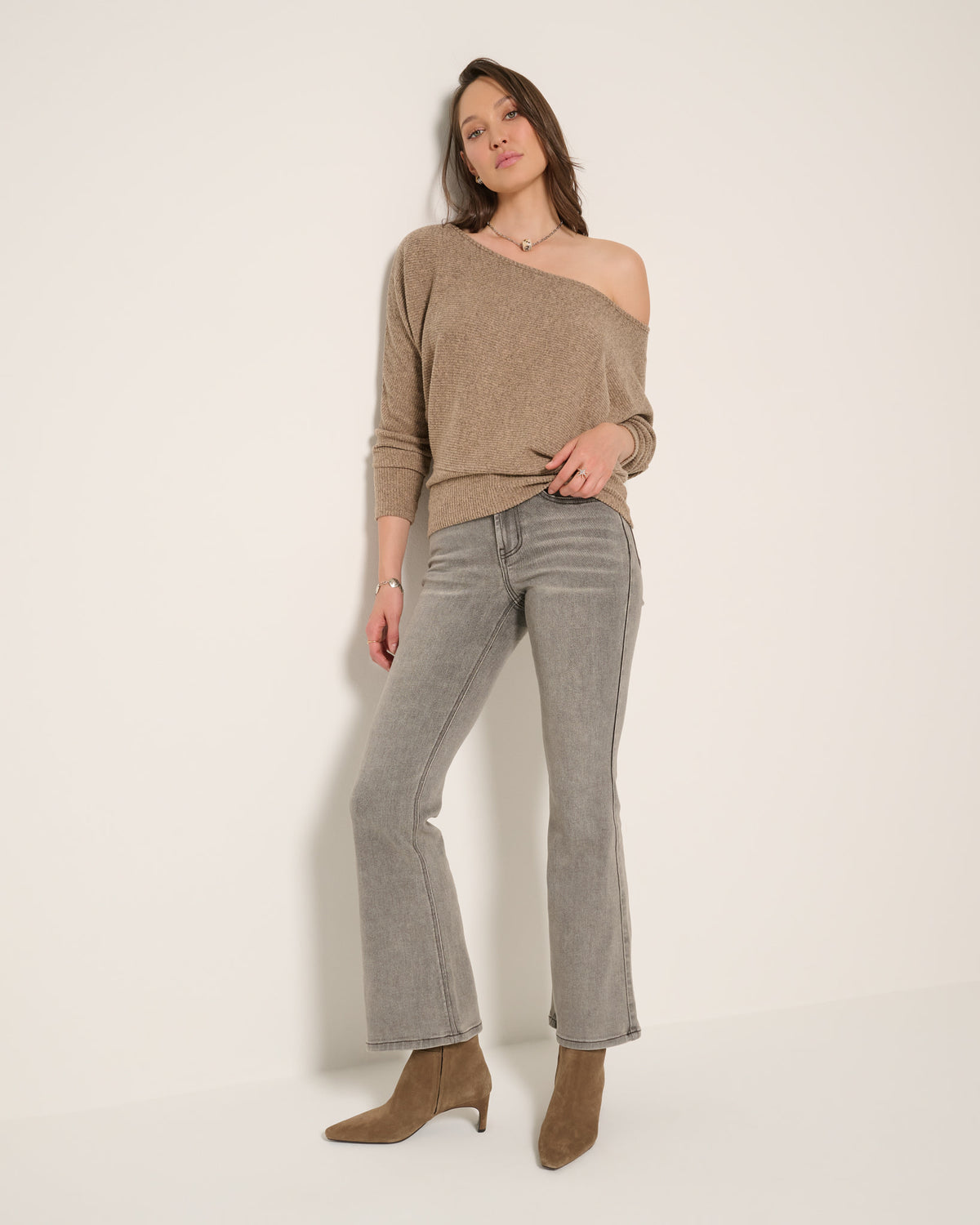 Heather Dark Camel $|& SEAS Mackenzie Off Shoulder Top - UGC On Fig