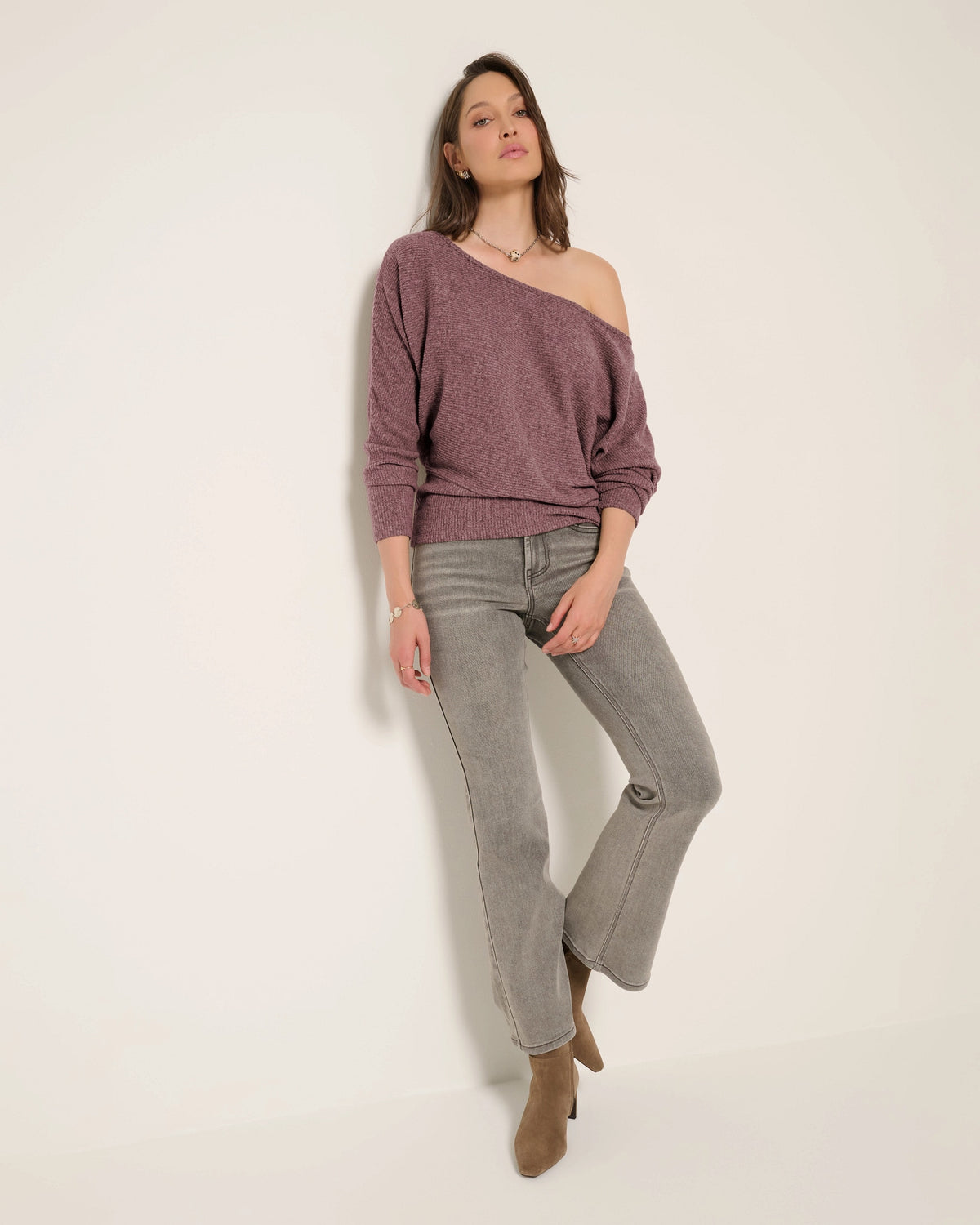 Heather Purple $|& SEAS Mackenzie Off Shoulder Top - UGC On Fig