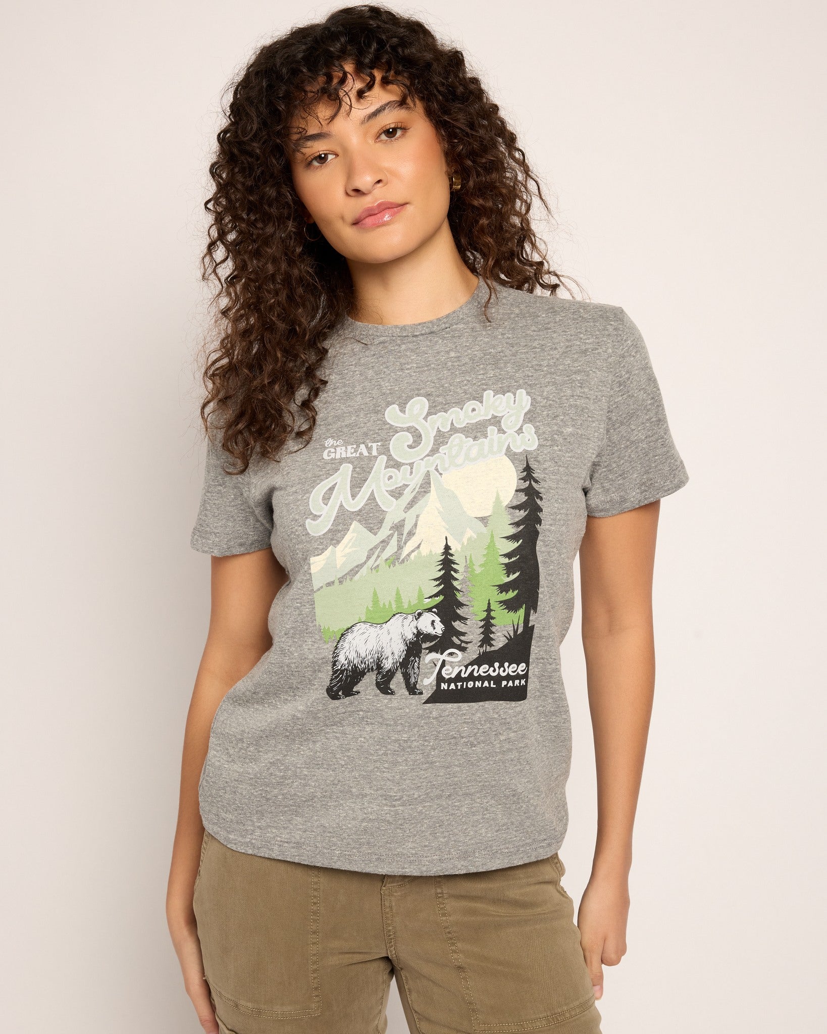 Heather Grey $|& Herizon Cherry Relaxed Graphic Tee - SOF Front