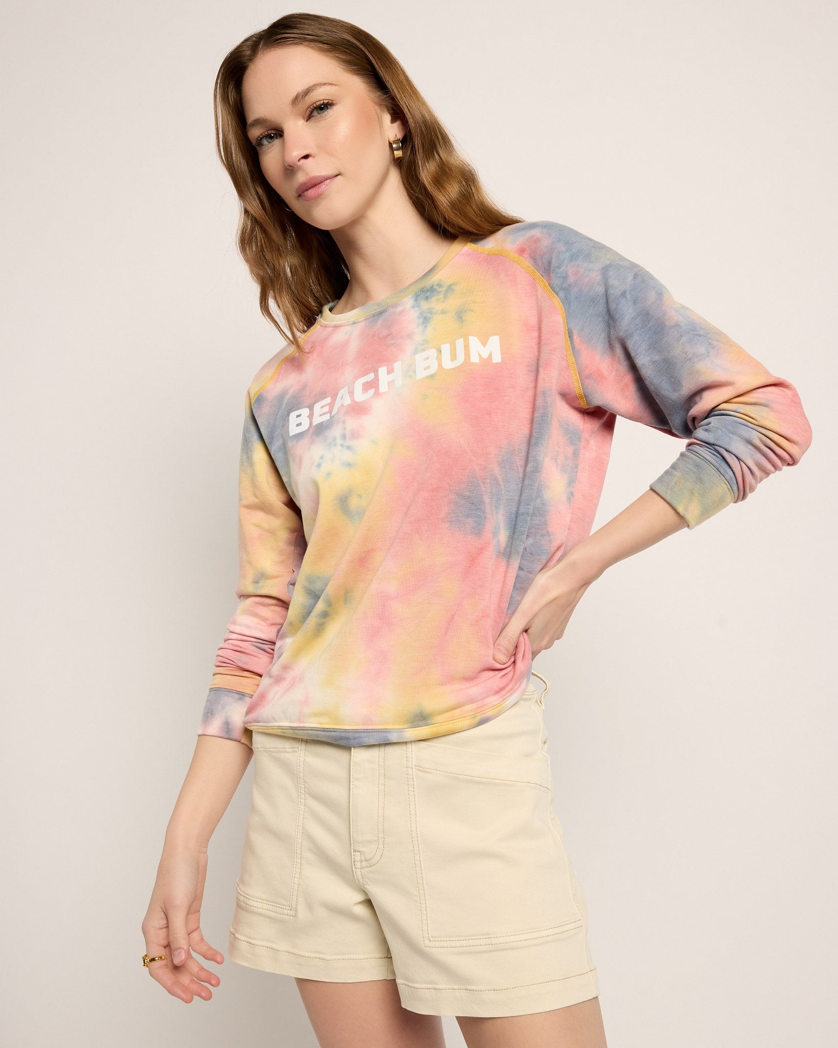 Butter Printed Tie Dye $|& SEAS Beach Bum Tie Dye Graphic Pullover - SOF Front