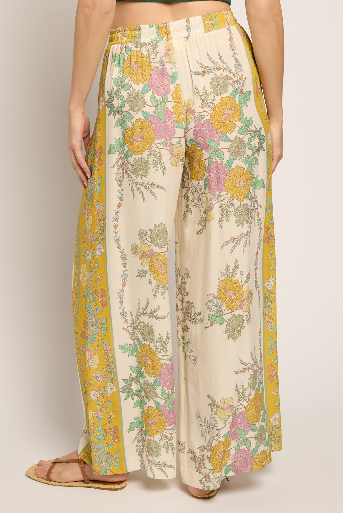 Cream Floral $|& SEAS Zuma Smocked Waist Pant - SOF Back