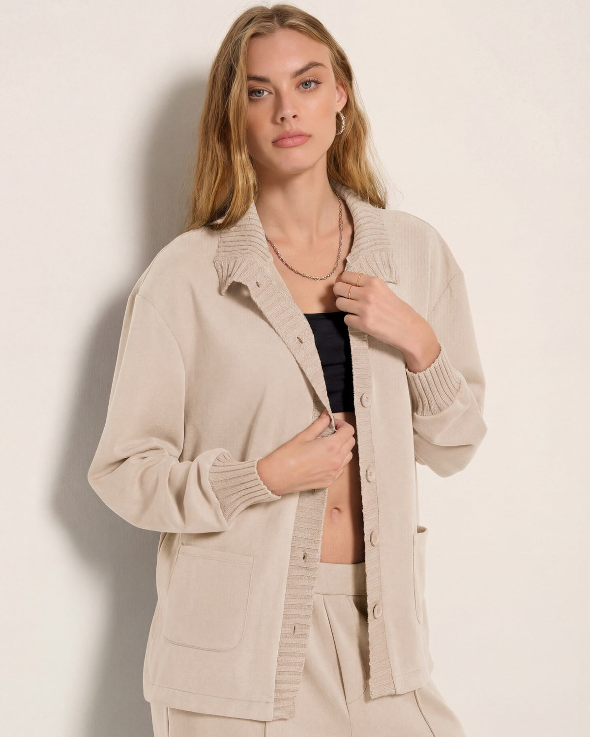 Heather Oatmeal $|& SEAS Abyssal Button Front Jacket - SOF Full Front