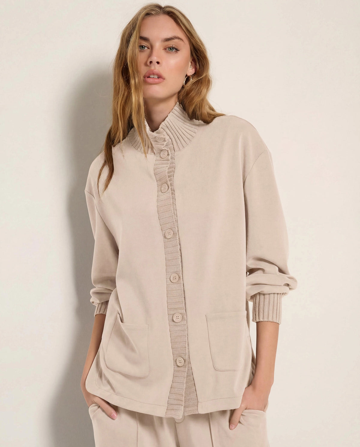 Heather Oatmeal $|& SEAS Abyssal Button Front Jacket - SOF Front