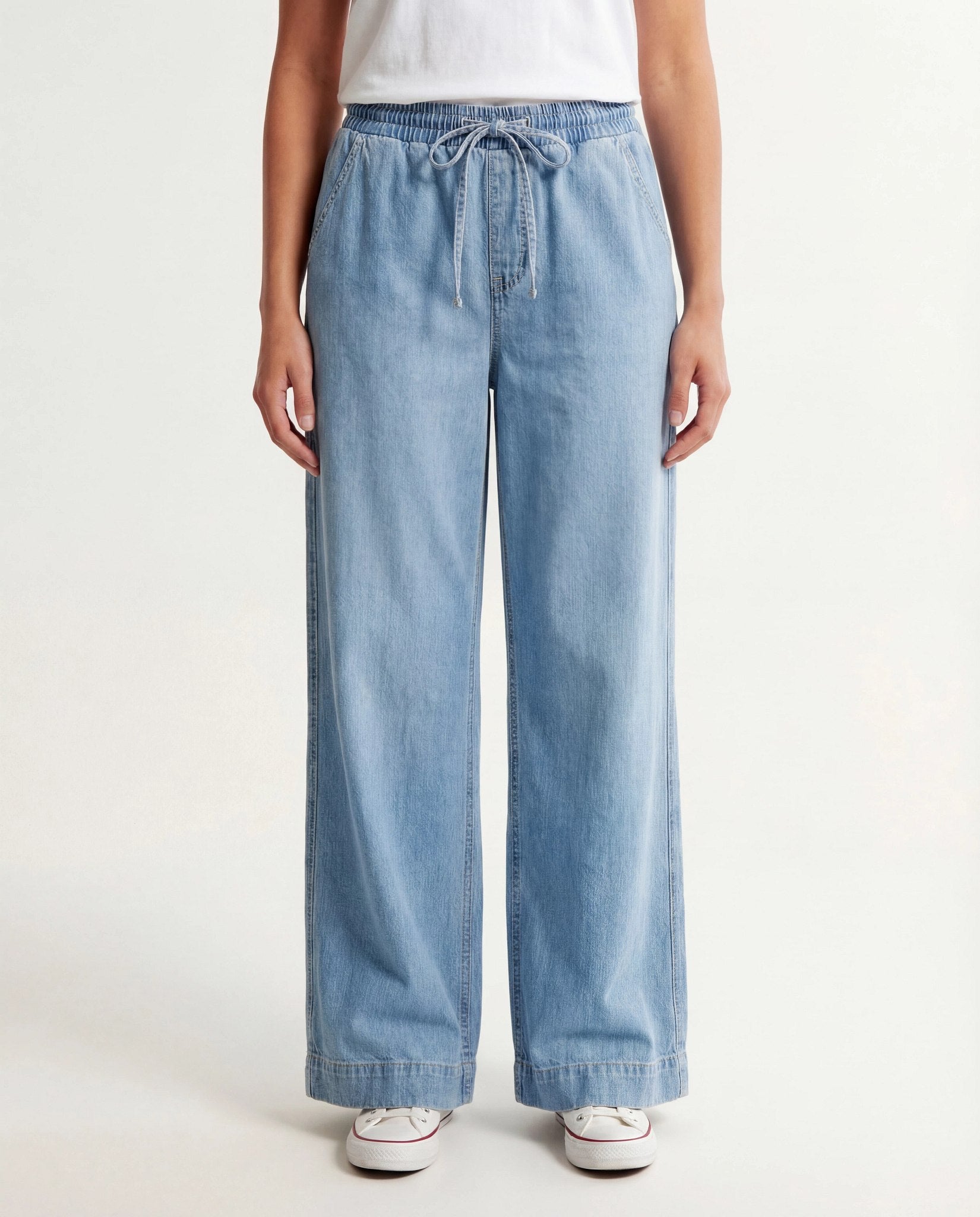 Light Blue Denim $|& Vero Moda Allison Drawstring Waist Jeans - VOF Detail