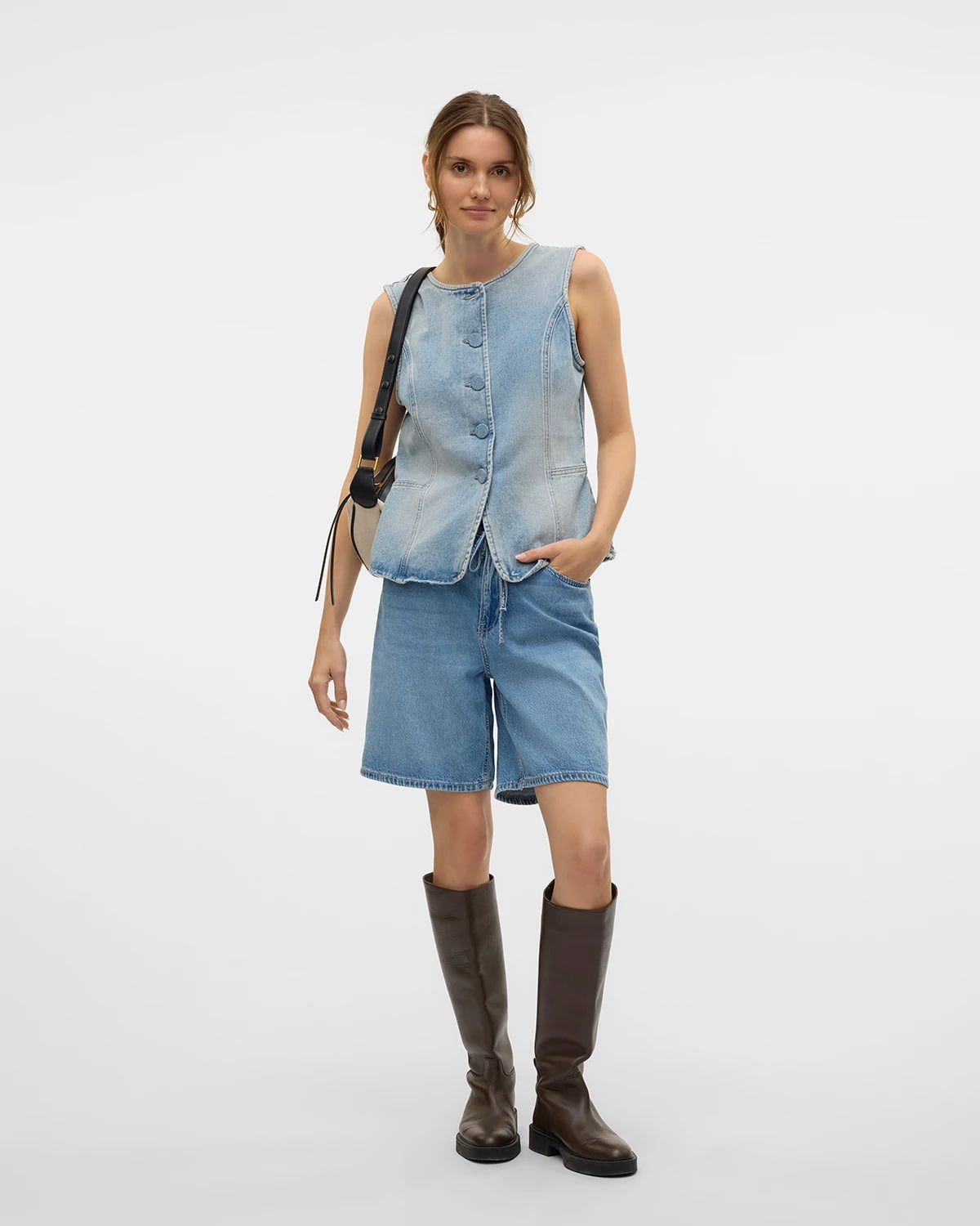 Light Blue Denim $|& Vero Moda Villa Denim Bermuda Short - VOF Detail