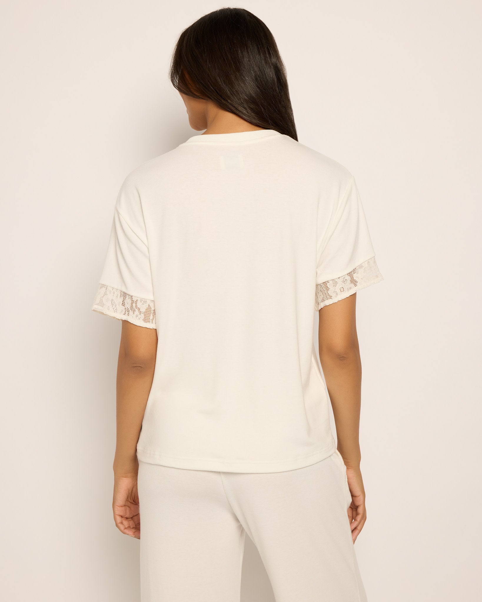 Cream $|& SEAS Posh Mixed Media Boyfriend Tee - SOF Back