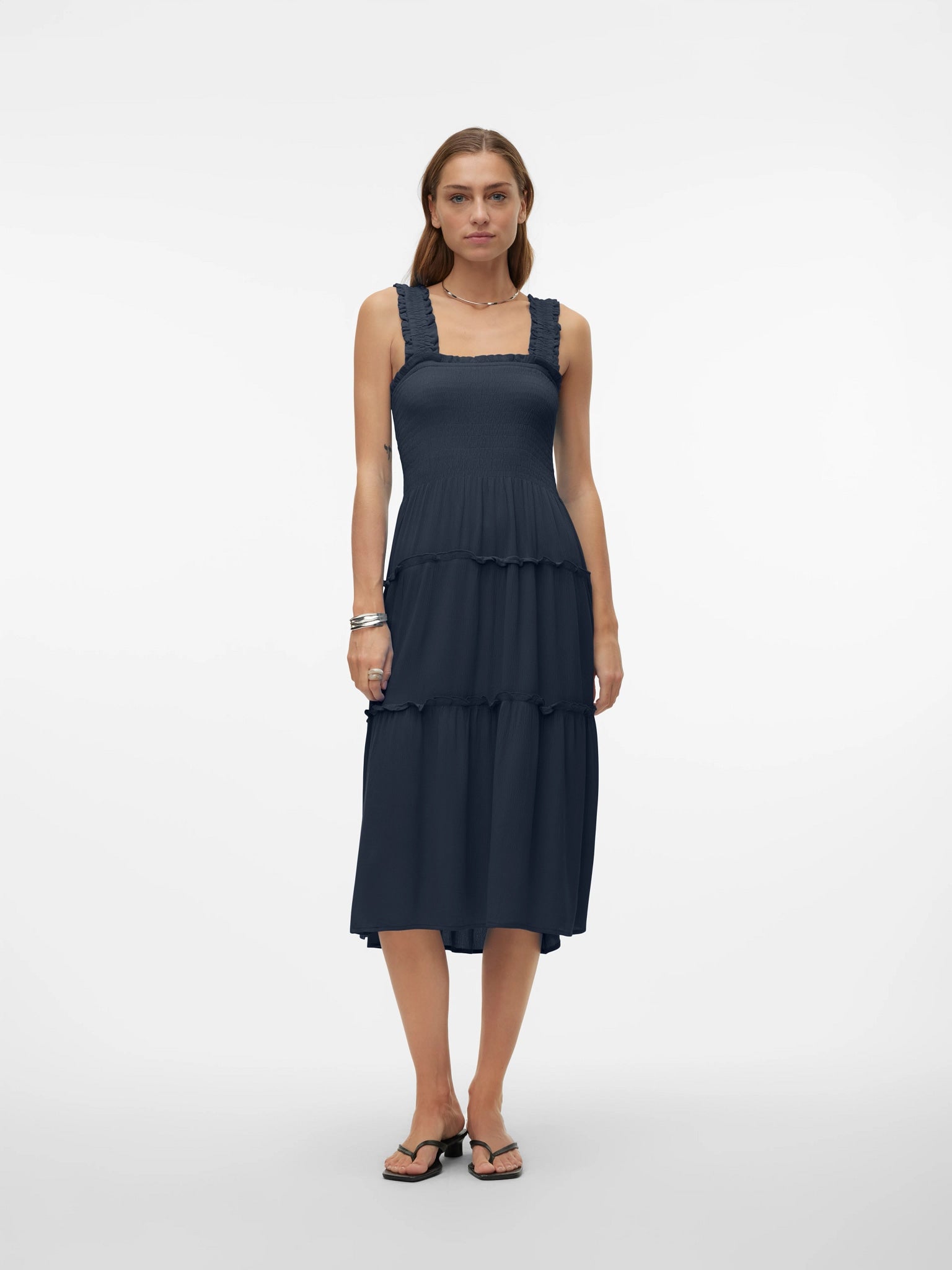 Navy Blazer $|& Vero Moda Solid Midi Dress - VOF Detail