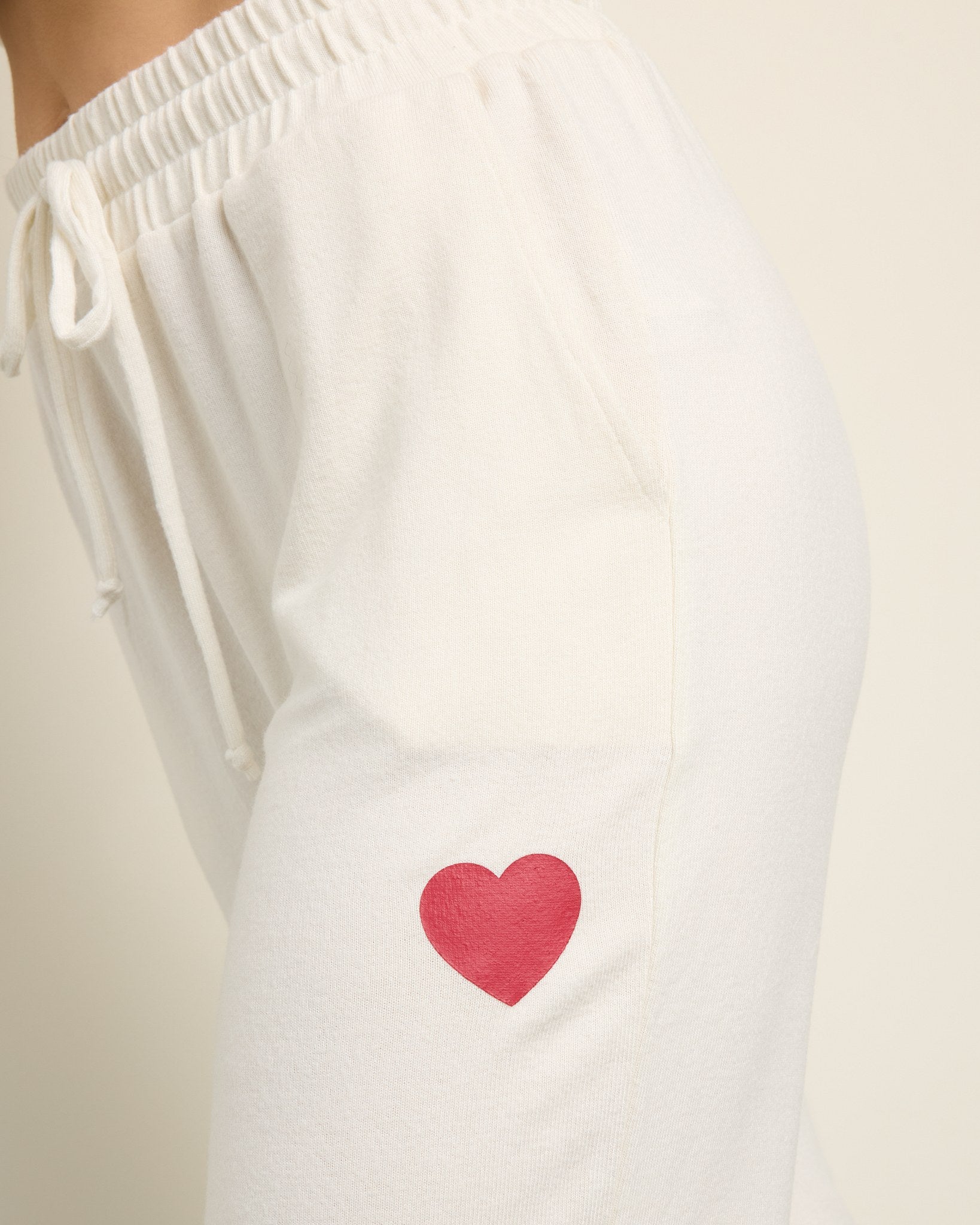Cream $|& SEAS Shoreline Hacci "Heart" Graphic Jogger - SOF Full Front
