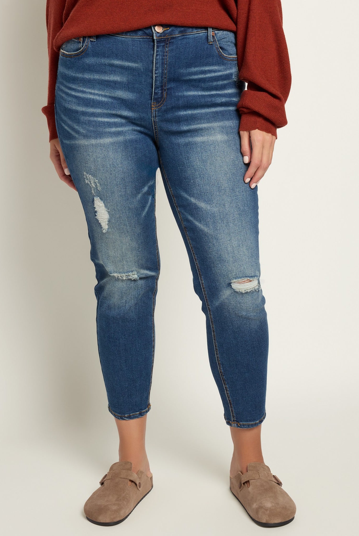 Dark Wash $|& Herizon Suzi Mid Rise Skinny Jeans - SOF Front