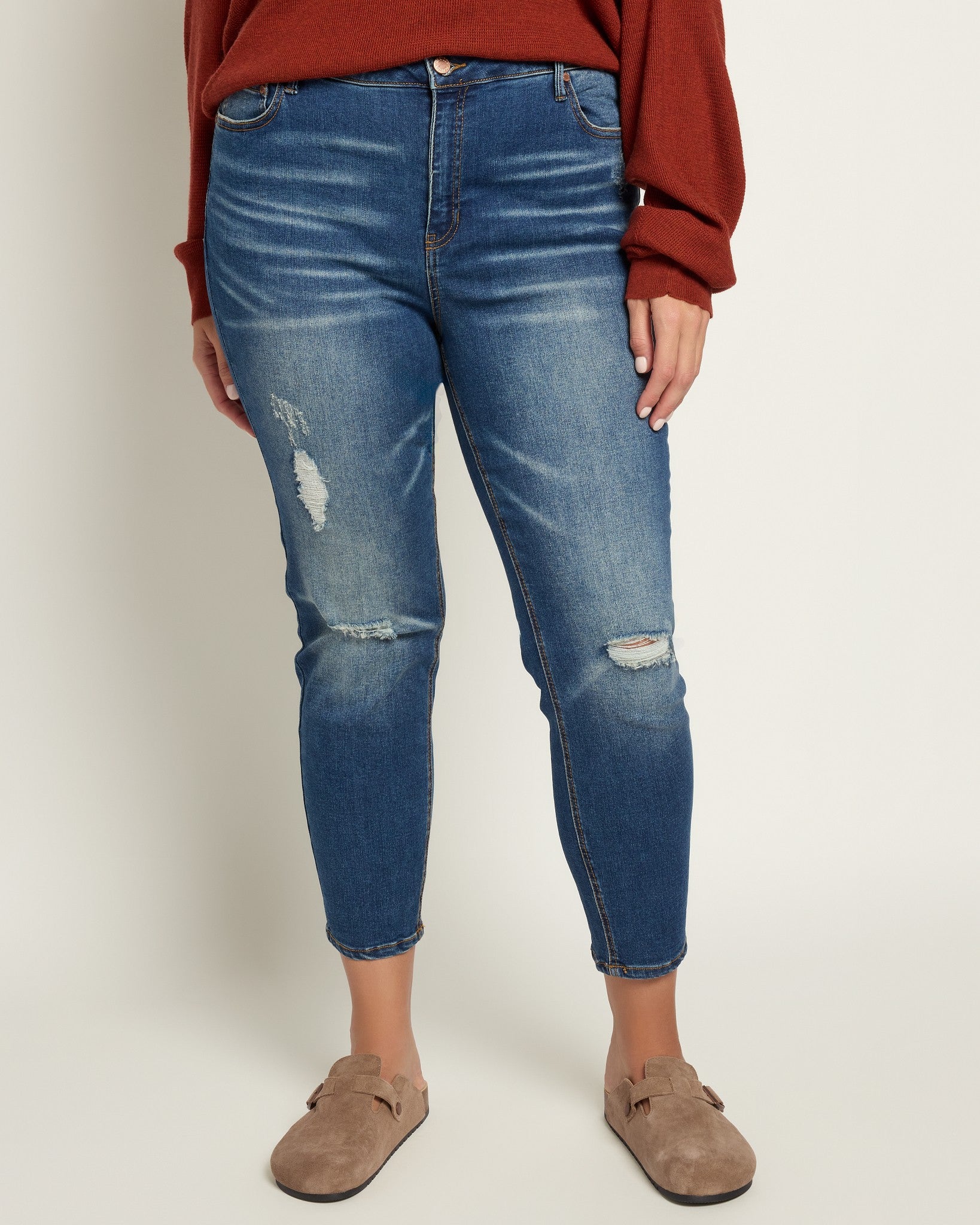 Dark Wash $|& Herizon Suzi Mid Rise Skinny Jeans - SOF Front