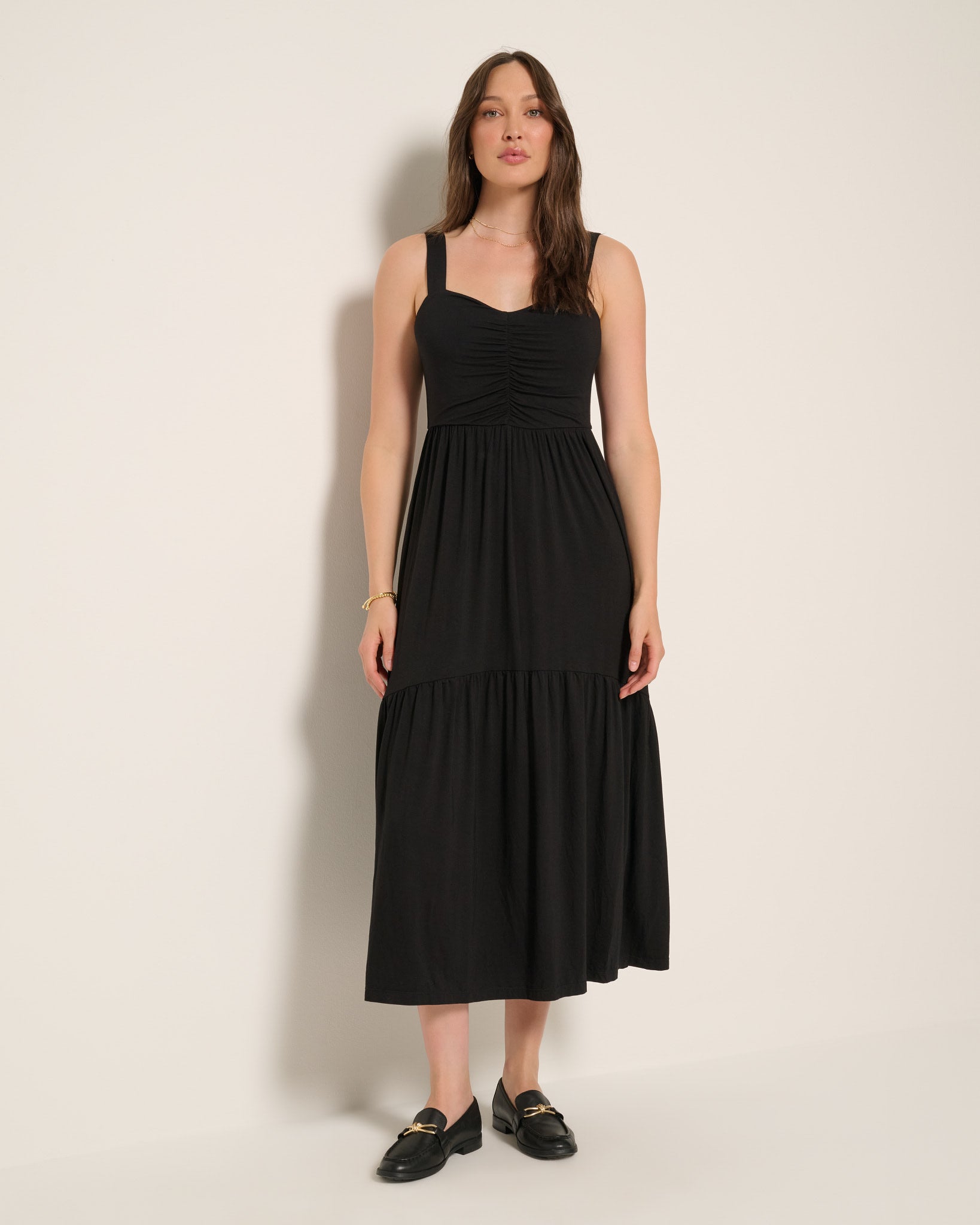 Black $|& SEAS Lotus Ruffle Hem Dress - SOF Front