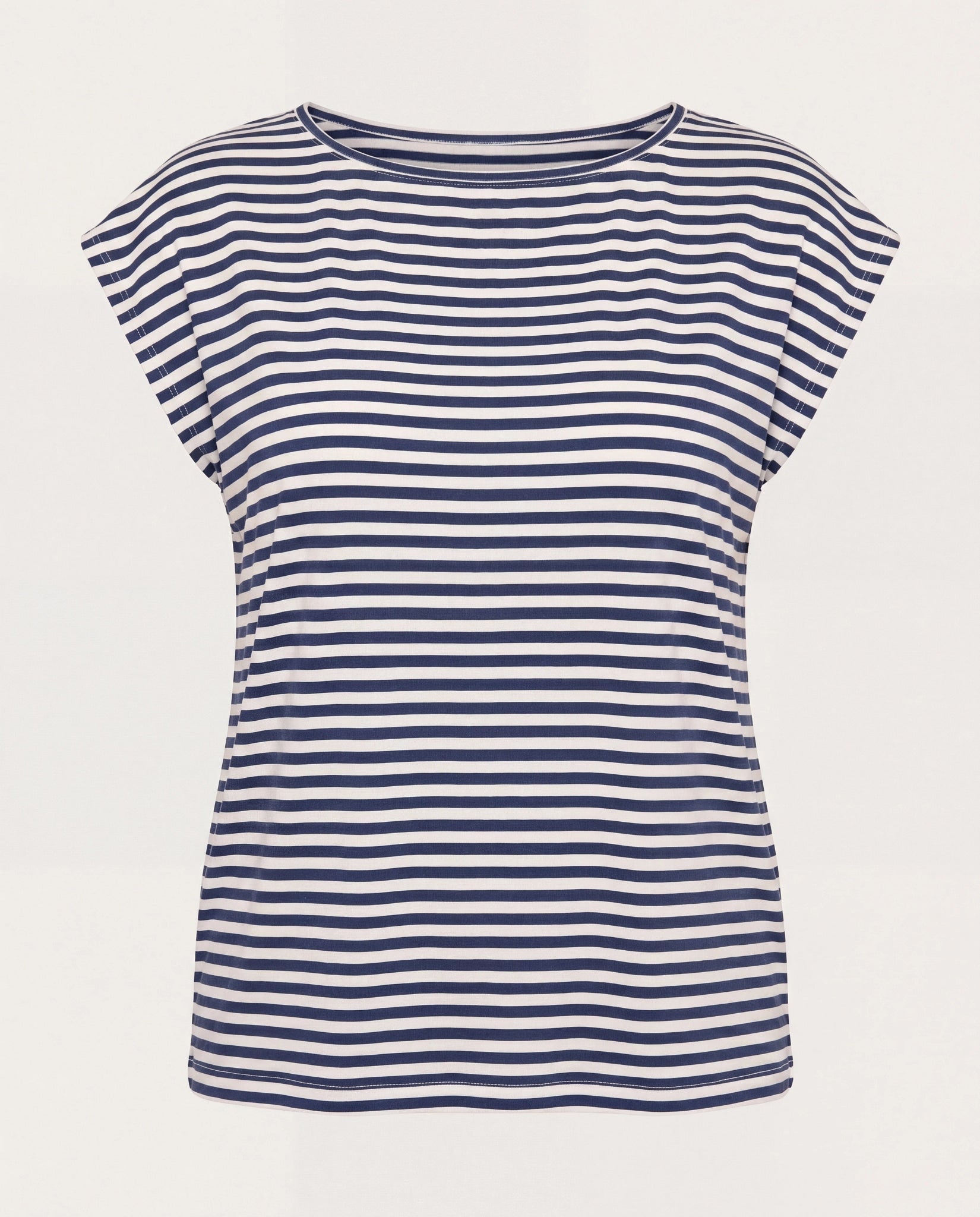 White/Sapphire $|& SEAS Brentwood Boat Neck Stripe Top - Hanger Detail