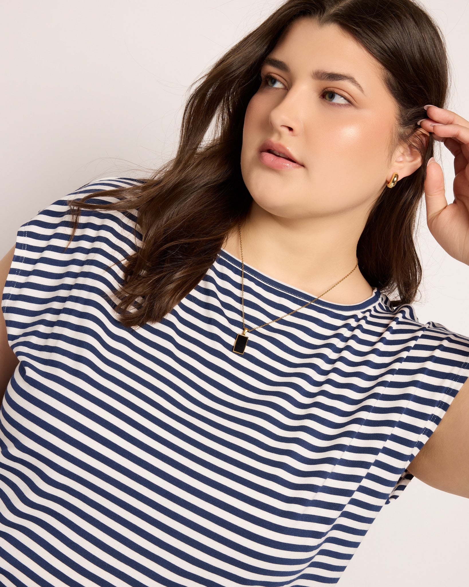 White/Sapphire $|& SEAS Brentwood Boat Neck Stripe Top - SOF Full Front