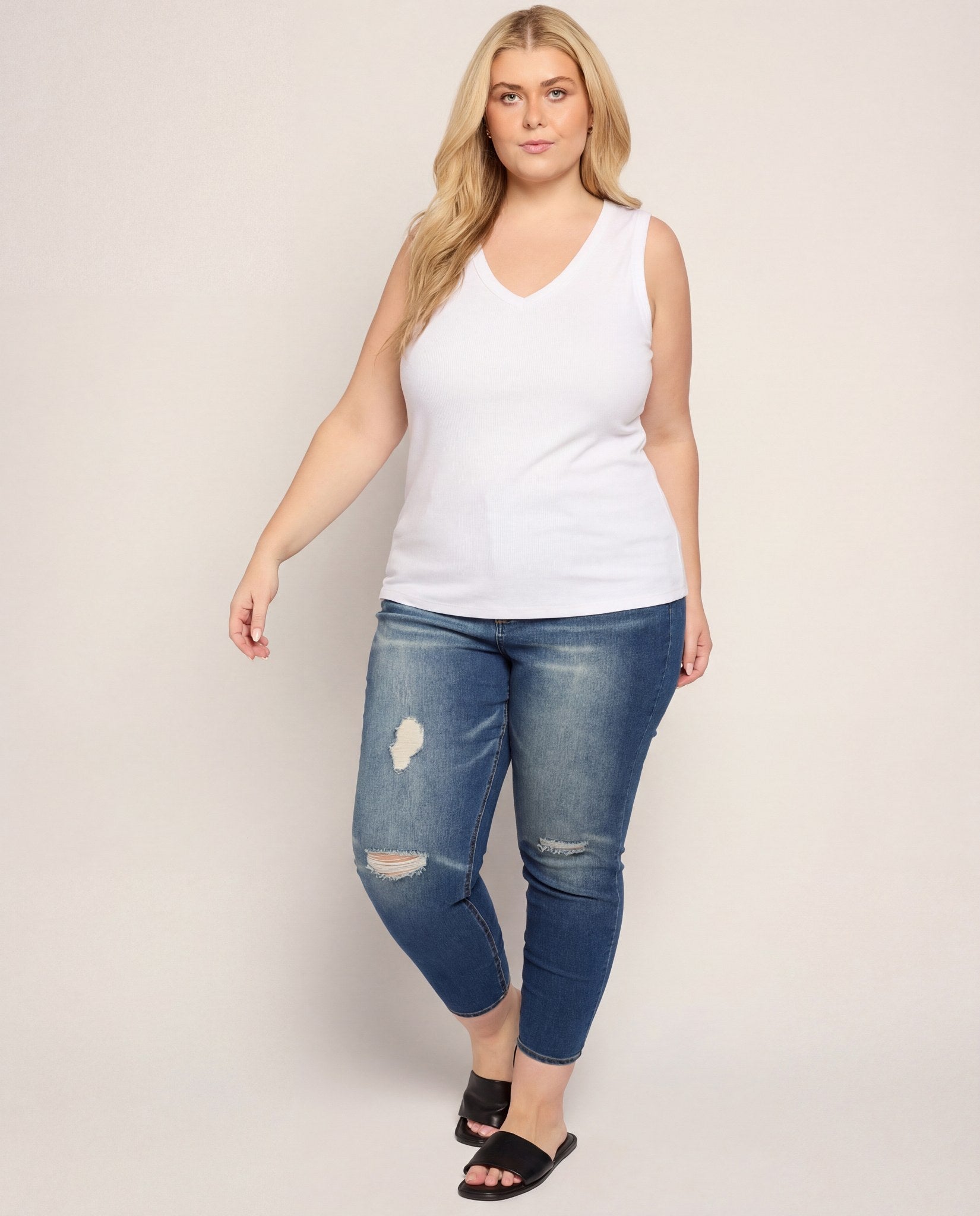 White $|& Herizon Alpine V-Neck Tank - UGC On Fig