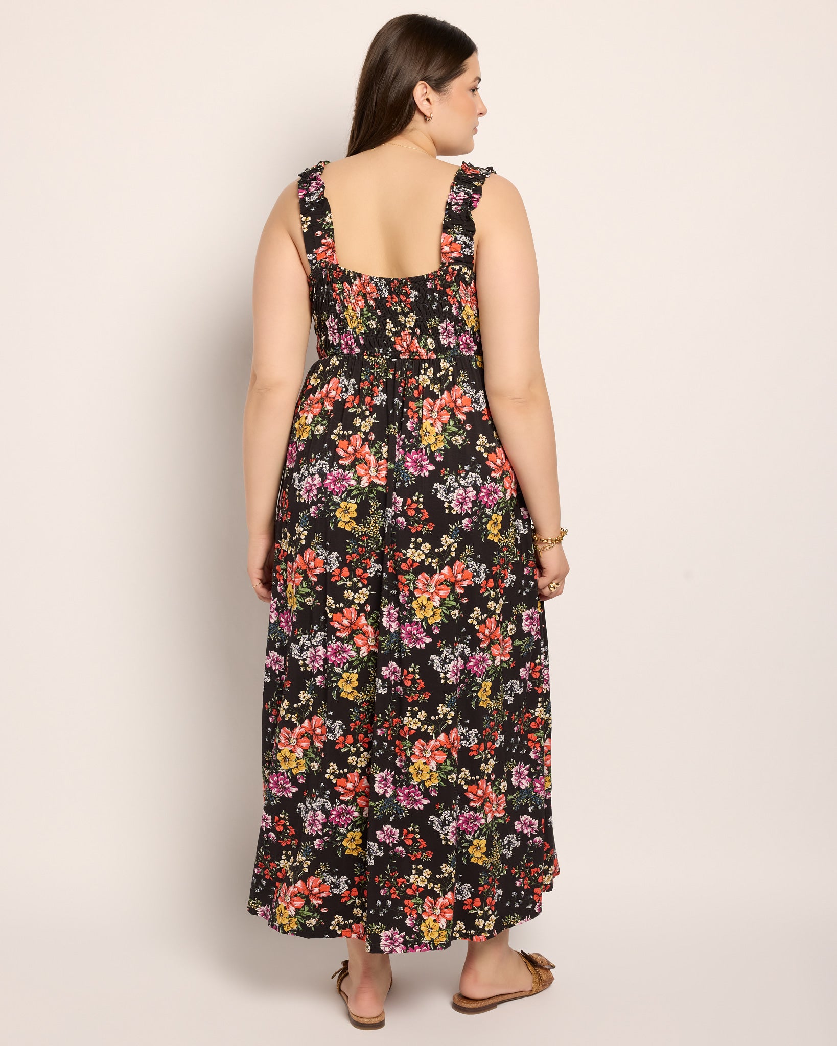 Multi Floral $|& SEAS Westbreeze Printed Smocked Maxi Dress - SOF Back