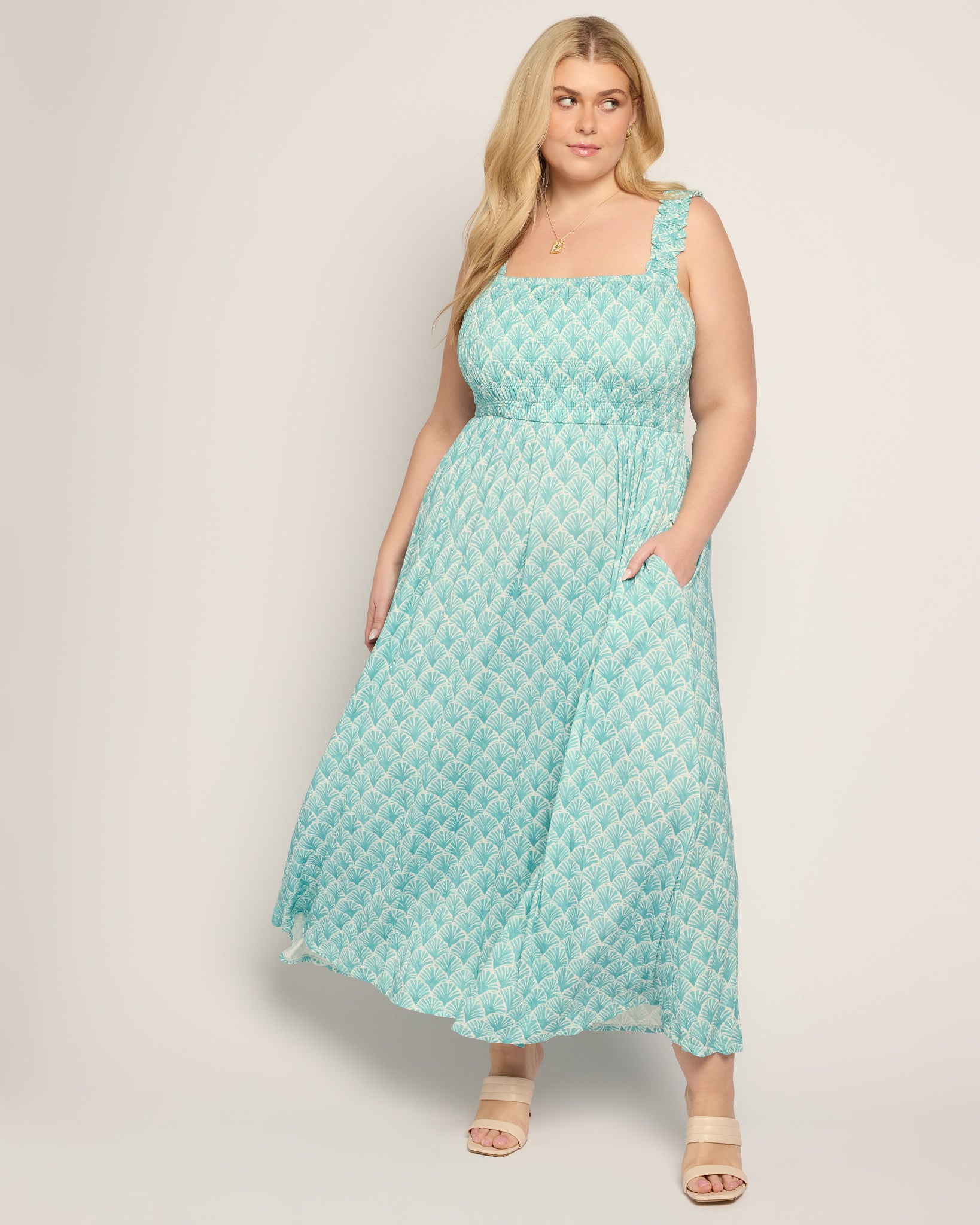 Seaglass $|& SEAS Westbreeze Printed Smocked Maxi Dress - UGC On Fig