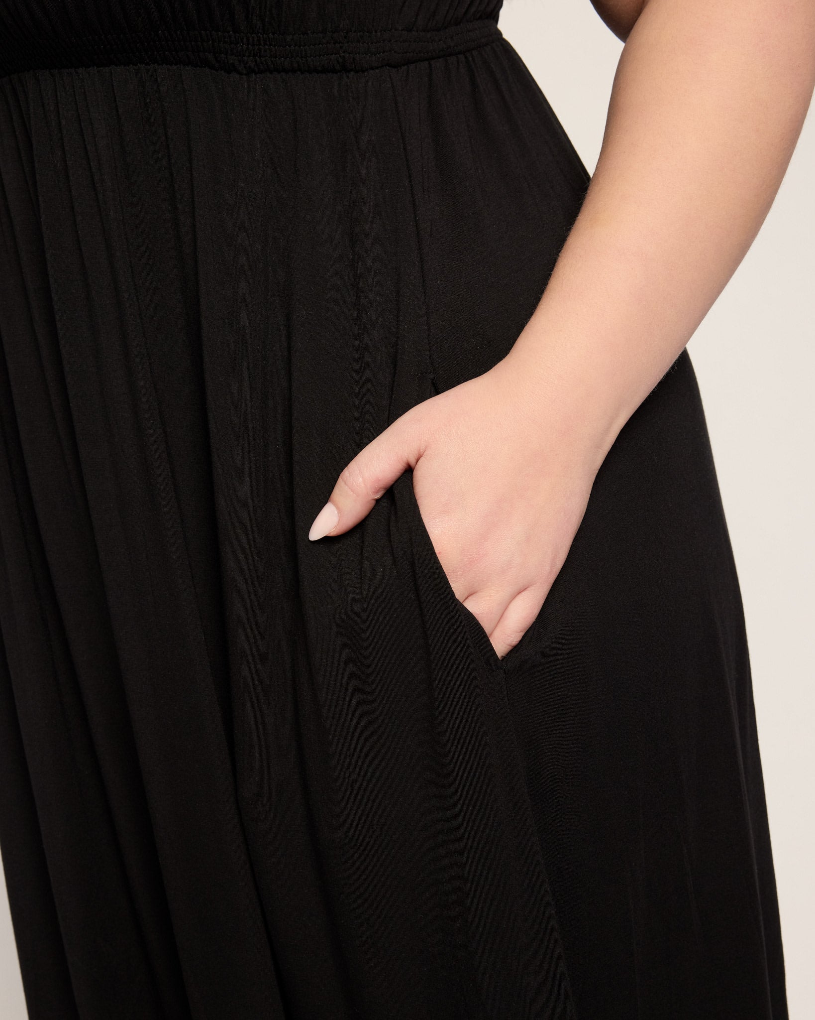 Black $|& SEAS Westbreeze Smocked Maxi Dress - SOF Full Front