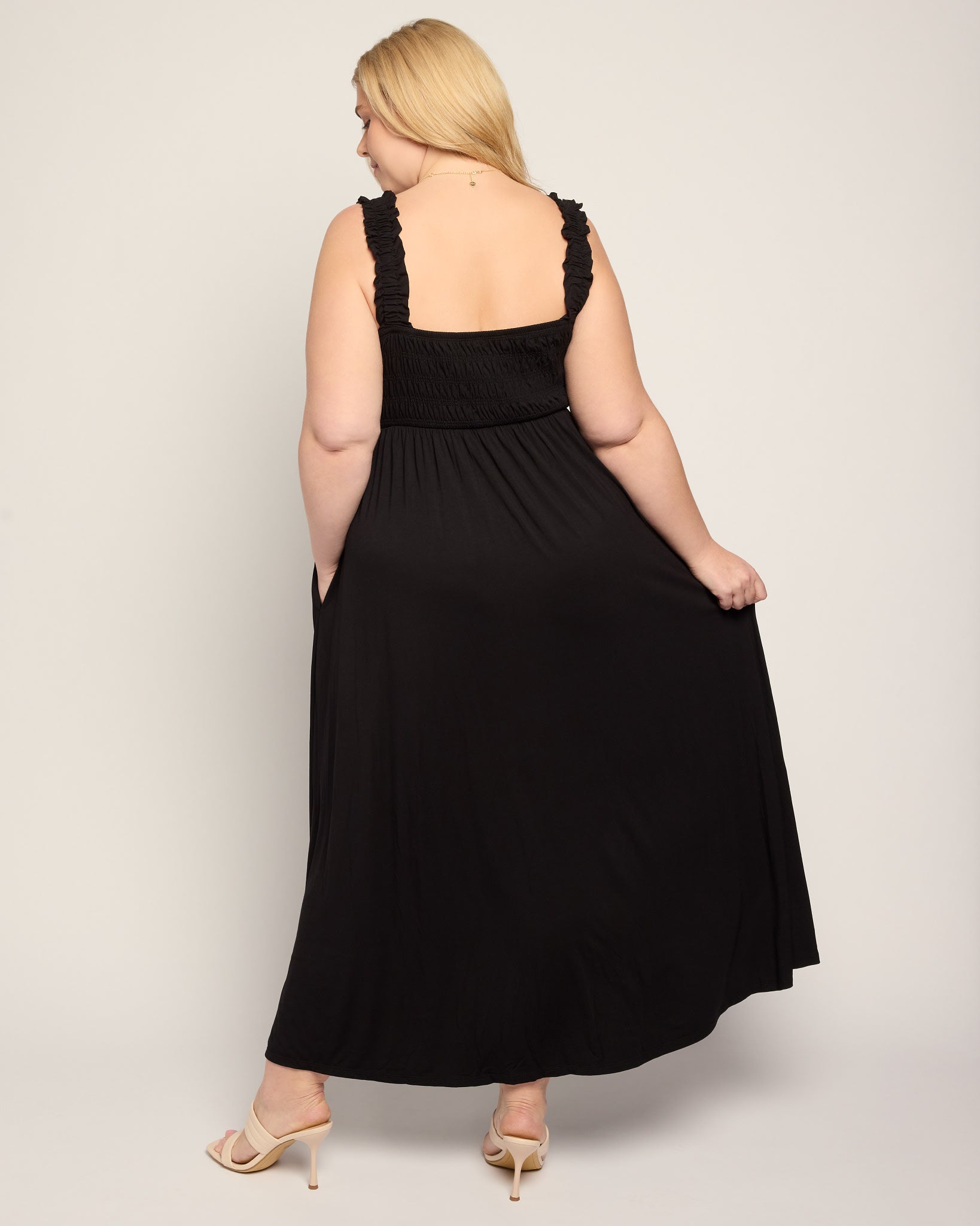 Black $|& SEAS Westbreeze Smocked Maxi Dress - SOF Back