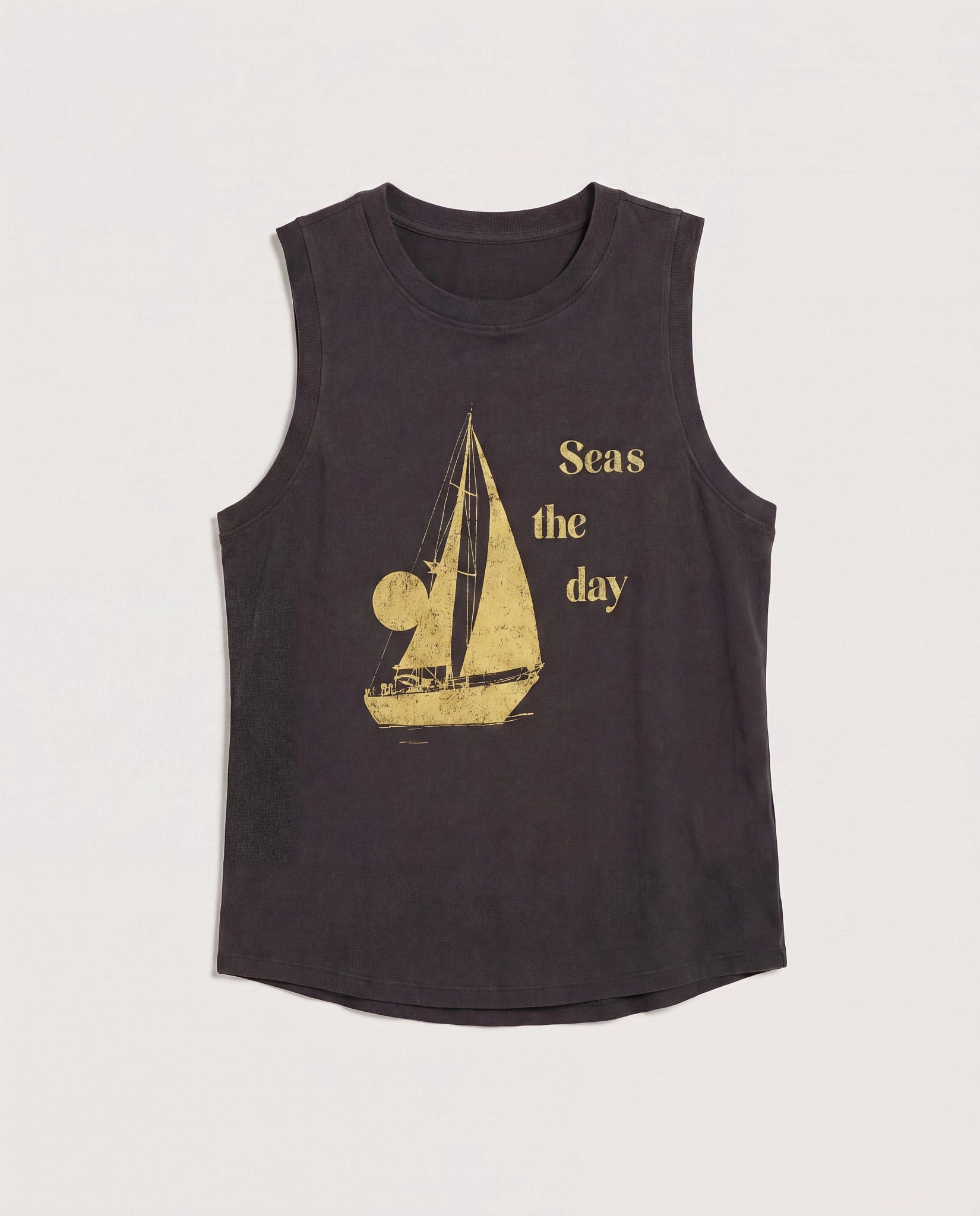Faded Black $|& SEAS Daisy Muscle Tank - Hanger Detail