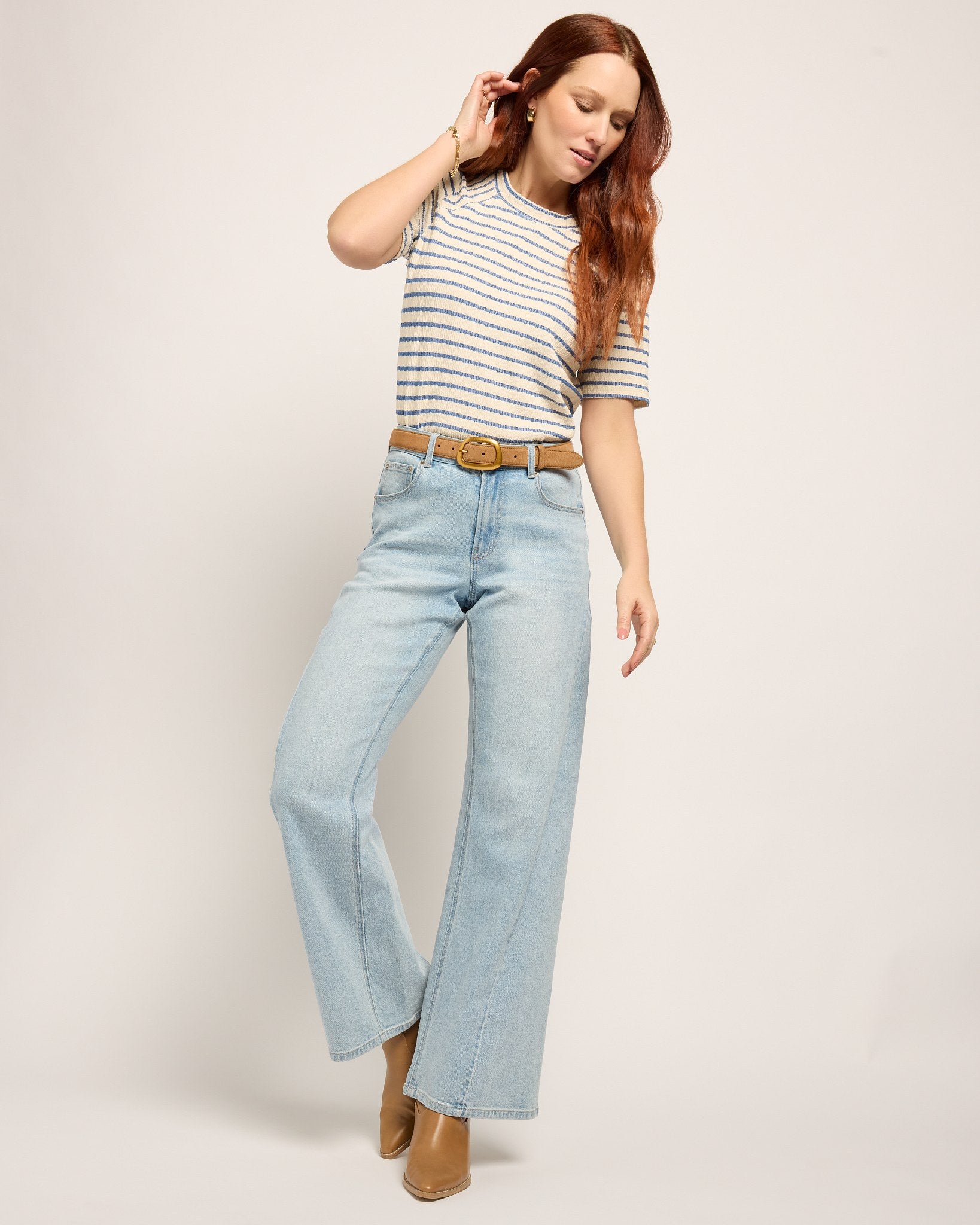 Cream Denim $|& SEAS Sydney Striped Tee - UGC On Fig
