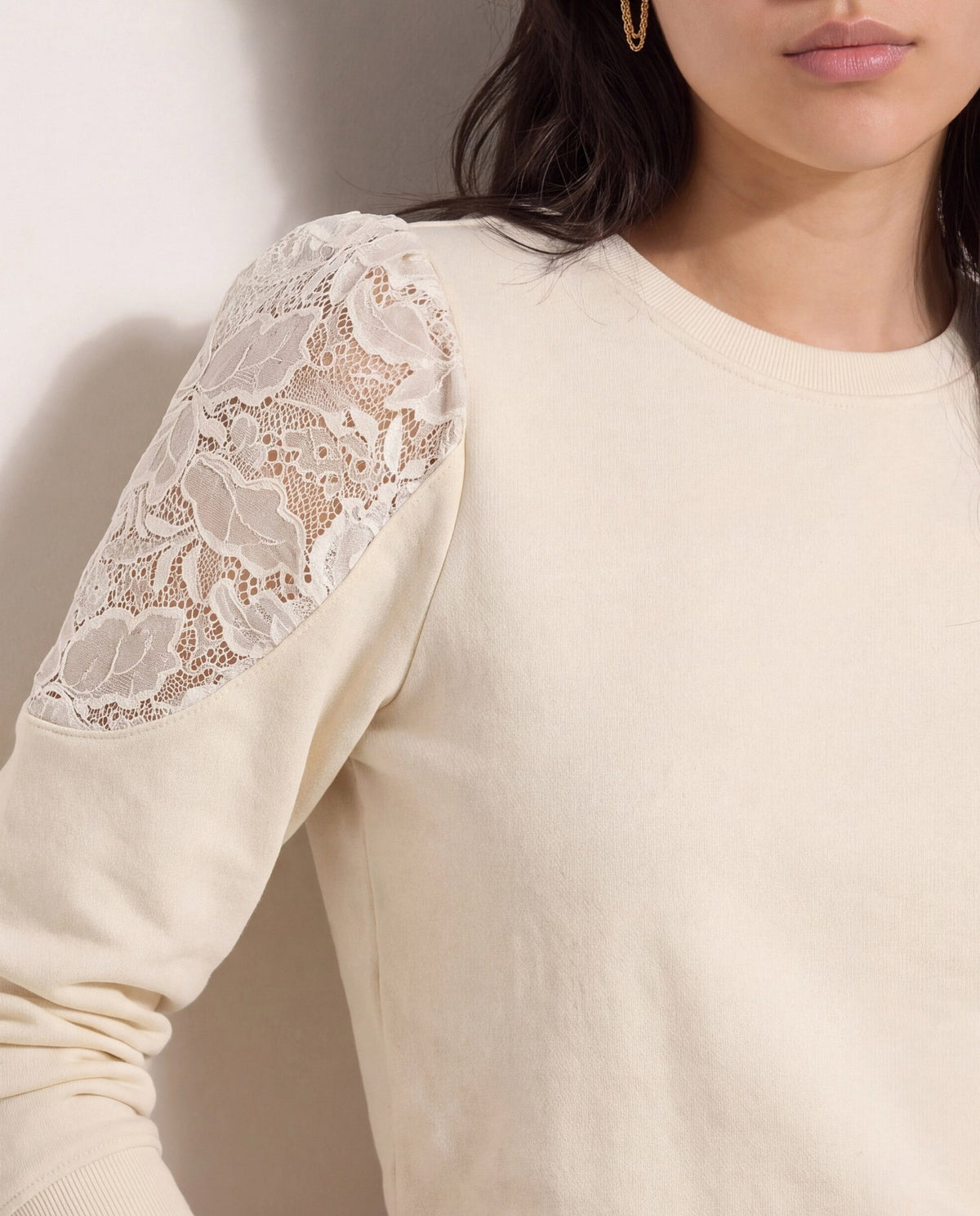 Cream $|& SEAS Eclipse Lace Pullover - SOF Full Front