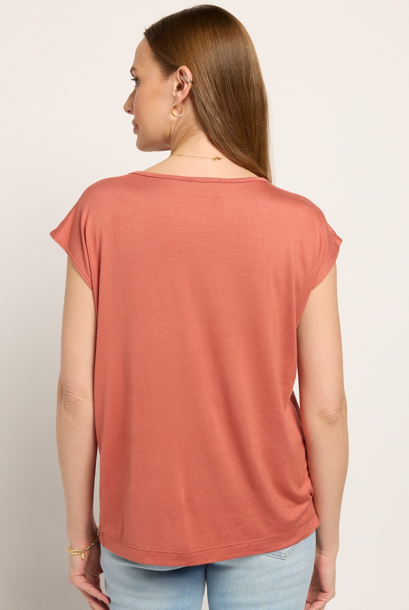 Etruscan Red $|& SEAS Brentwood Boat Neck Top - SOF Back