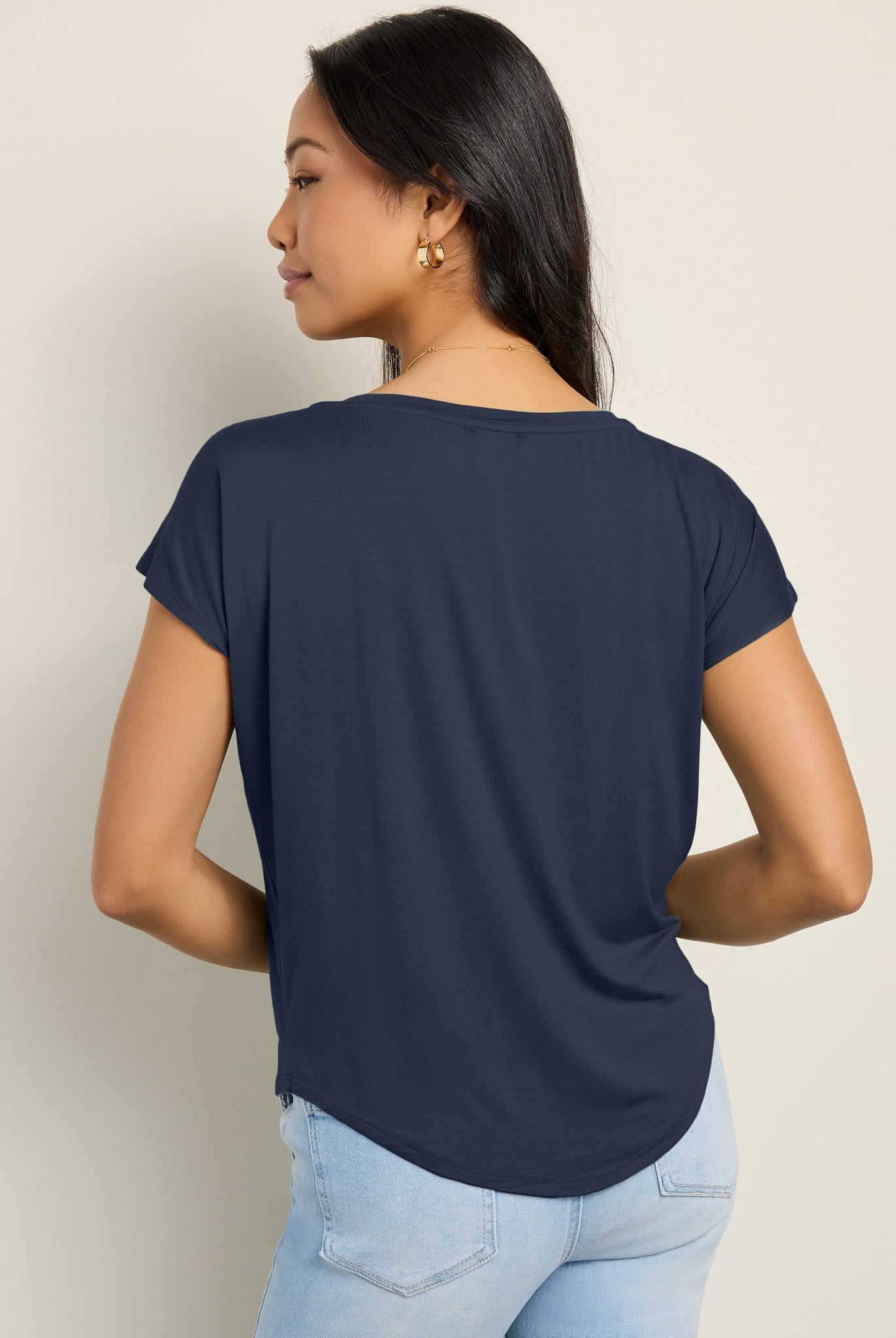 Navy Blazer $|& SEAS Edgewater Off The Shoulder Tee - SOF Back