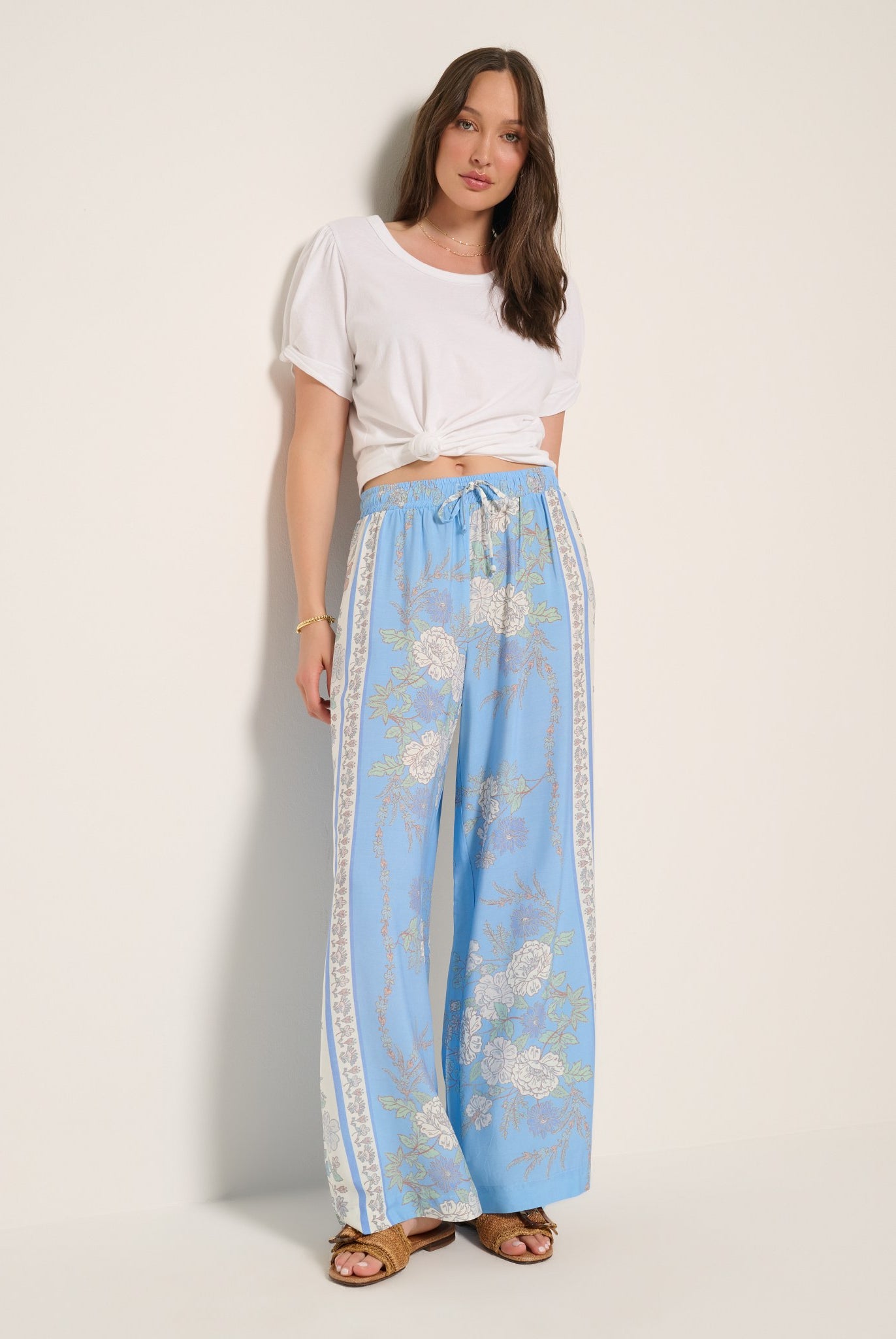 French Blue $|& SEAS Zuma Smocked Waist Pant - UGC On Fig