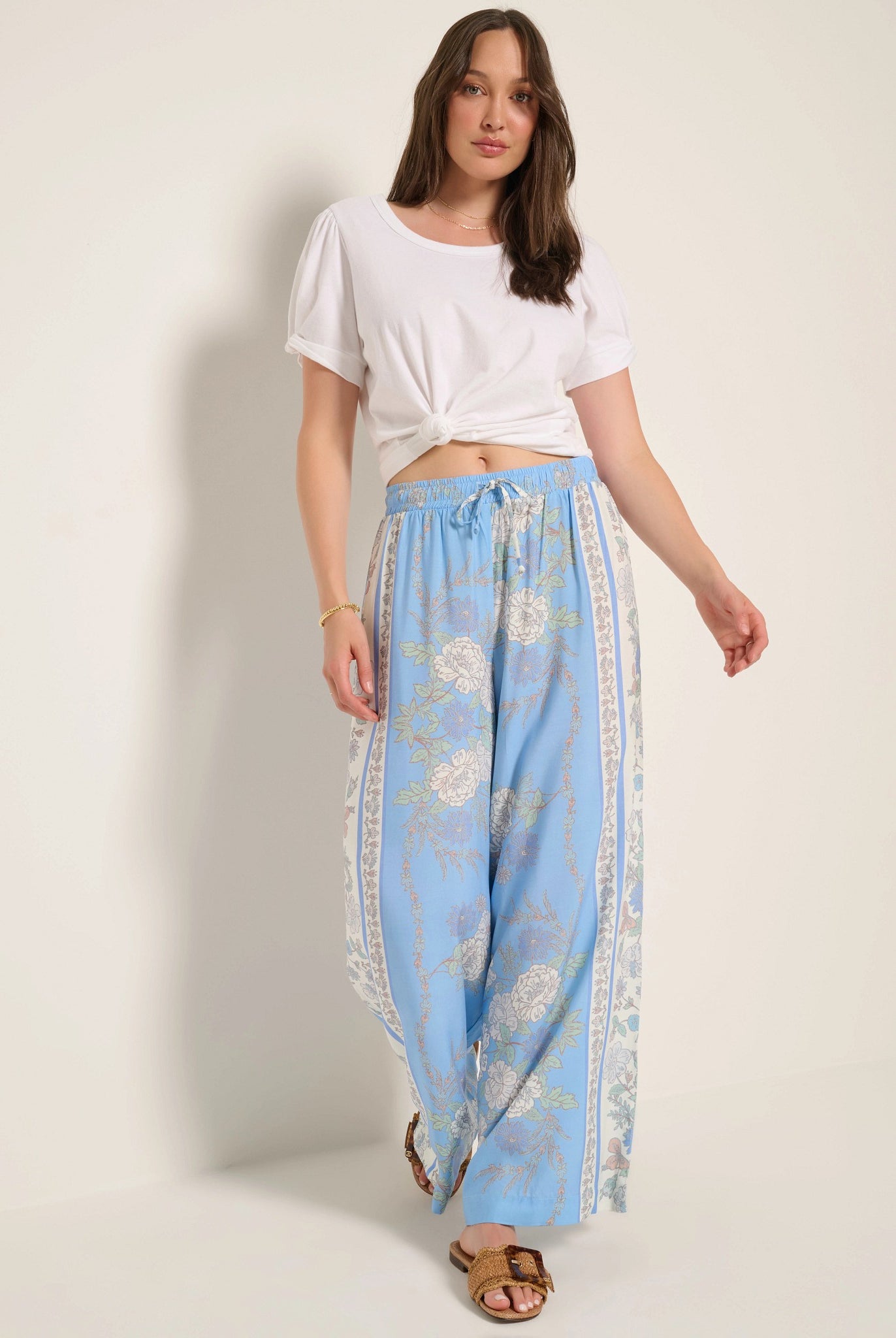 French Blue $|& SEAS Zuma Smocked Waist Pant - VOF Front