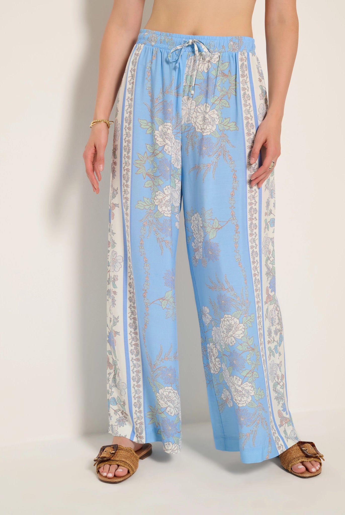 French Blue $|& SEAS Zuma Smocked Waist Pant - SOF Front