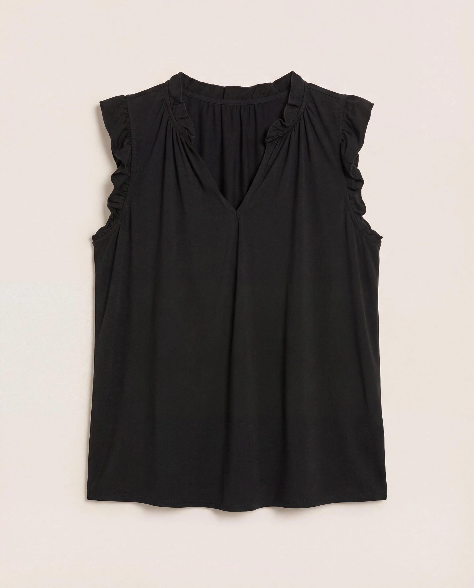 Black $|& SEAS Macy Ruffle Knit Top - Hanger Detail