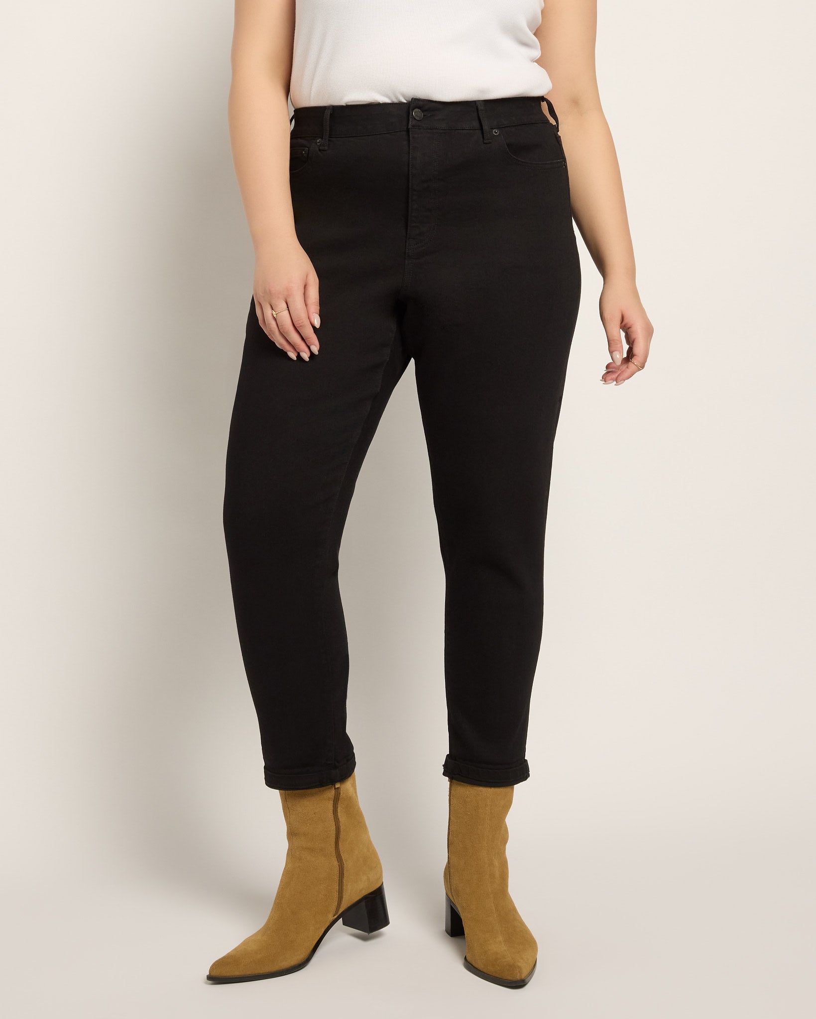 Black $|& SEAS Cyndi Cuffed Ankle Skinny Jeans - SOF Front