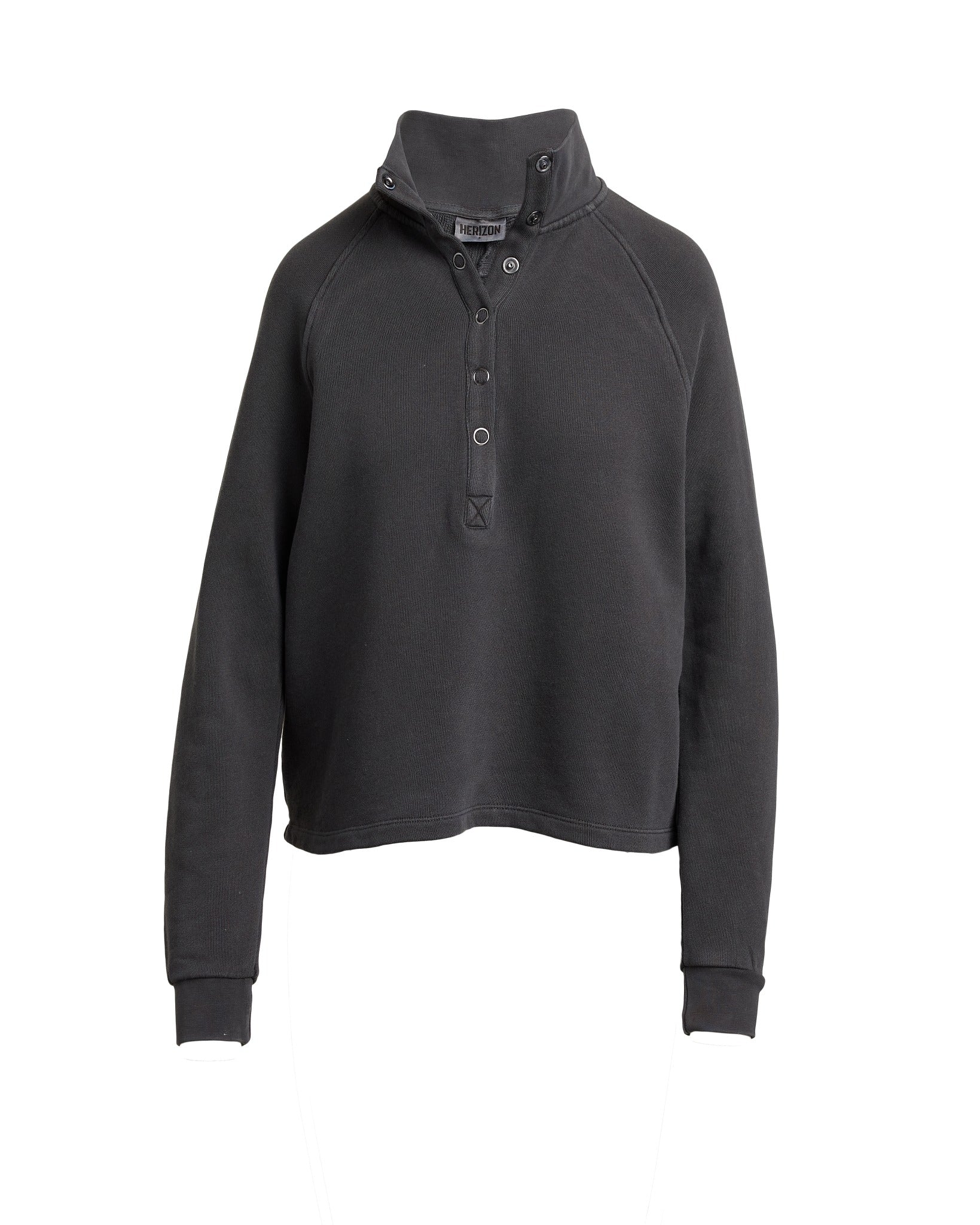 Washed Black $|& Herizon Pine Henley Sweatshirt - Hanger Detail