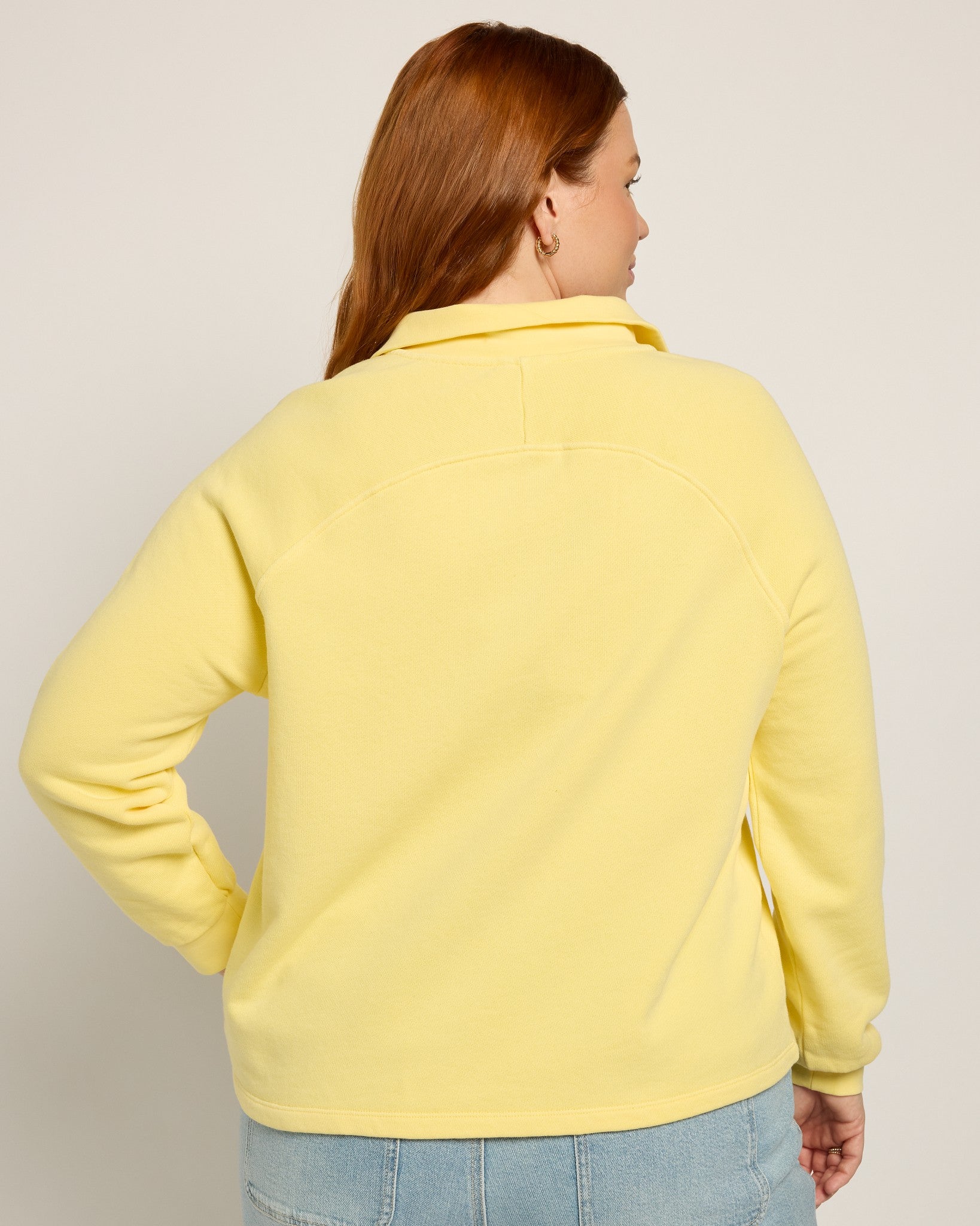 Washed Sunshine $|& Herizon Pine Henley Sweatshirt - SOF Back