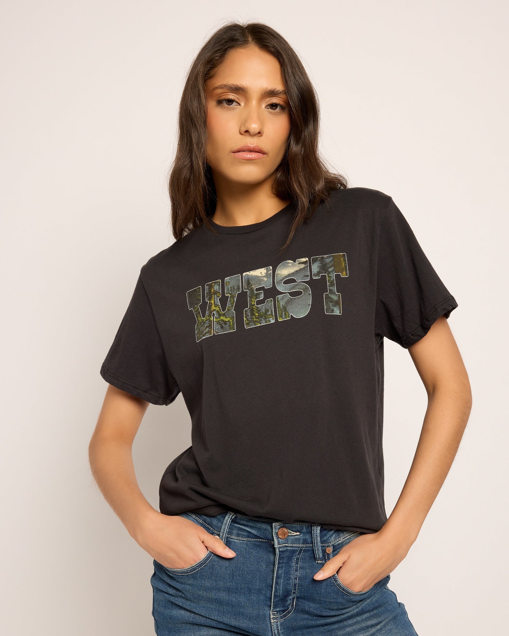 Faded Black $|& Herizon Cherry Relaxed Graphic Tee - SOF Front