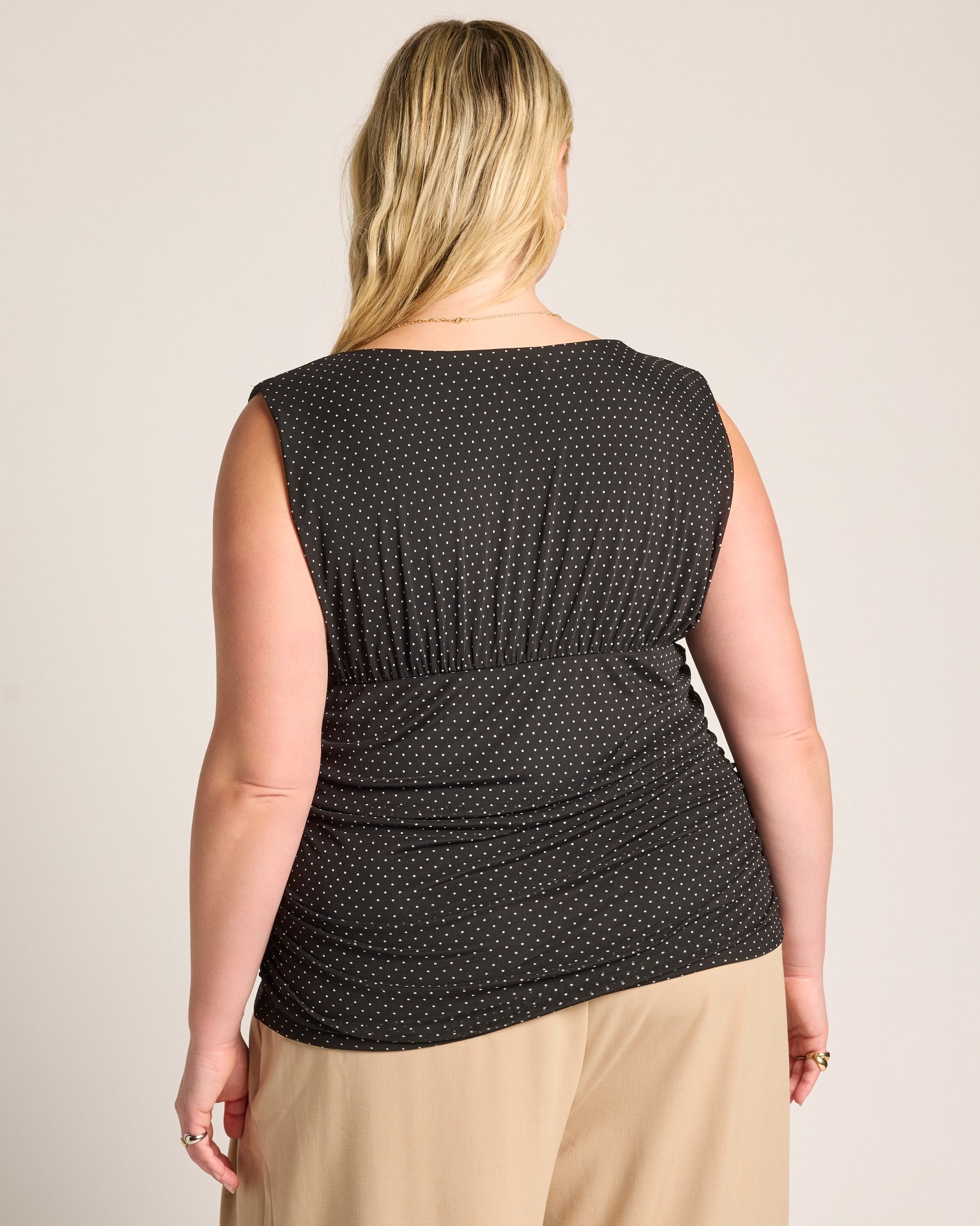 Small White Dot $|& Loveappella Ruching Empire Top - SOF Back