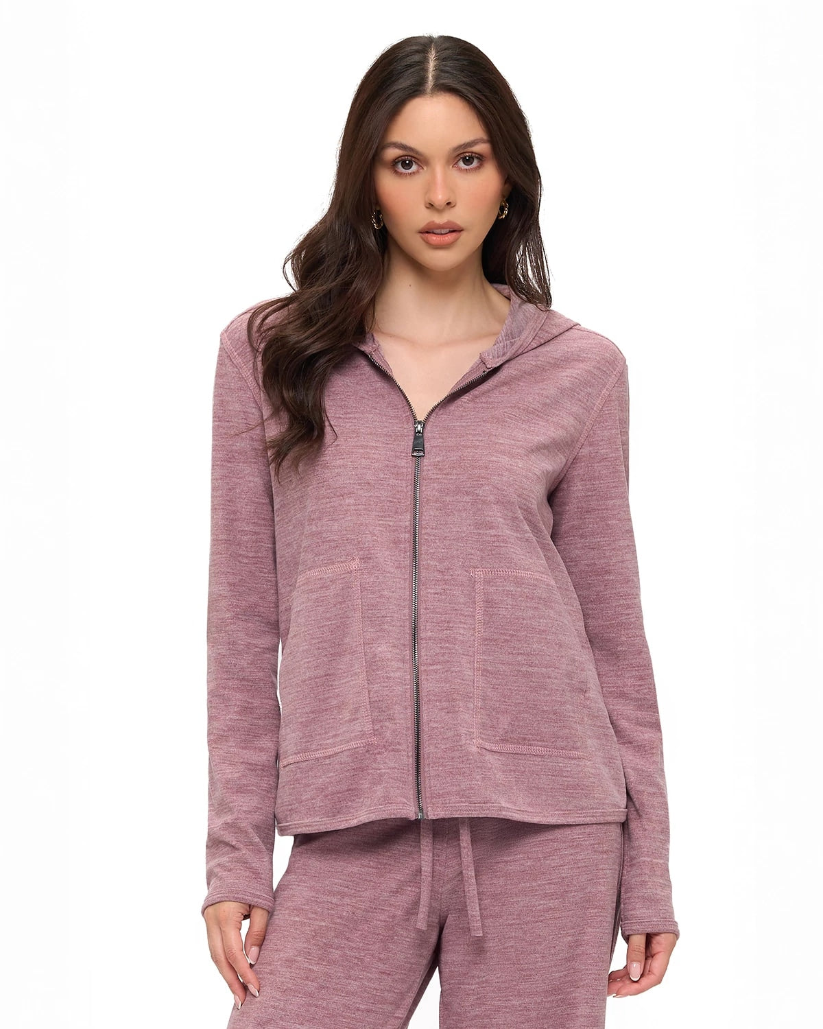 Mauve $|& Brooklyn Isles Super Soft Zip Up Hoodie - VOF Detail