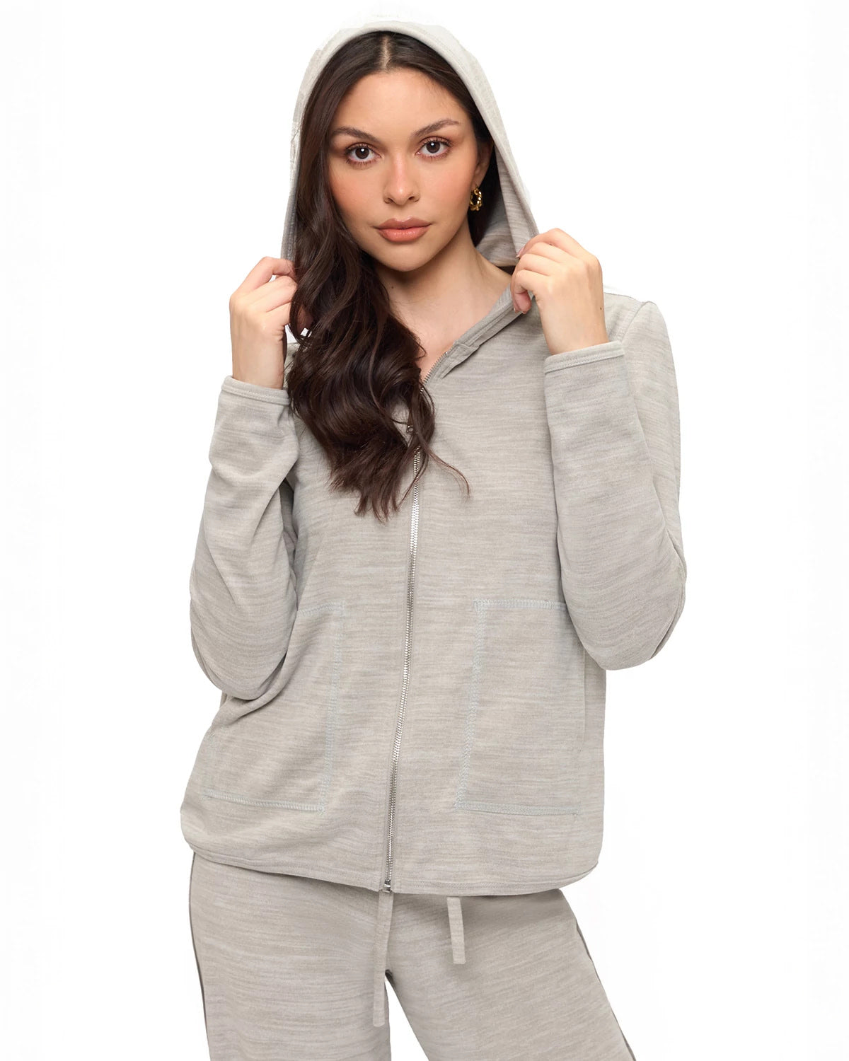 Silver $|& Brooklyn Isles Super Soft Zip Up Hoodie - VOF Detail