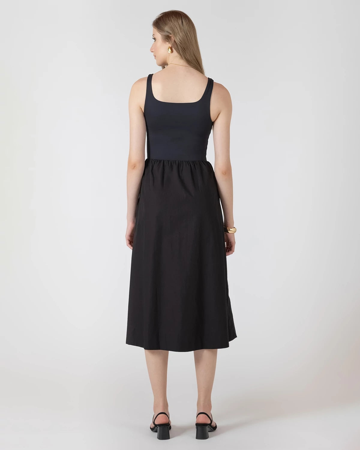 Black $|& Black Tape Mixed Media Midi Dress - Hanger Side