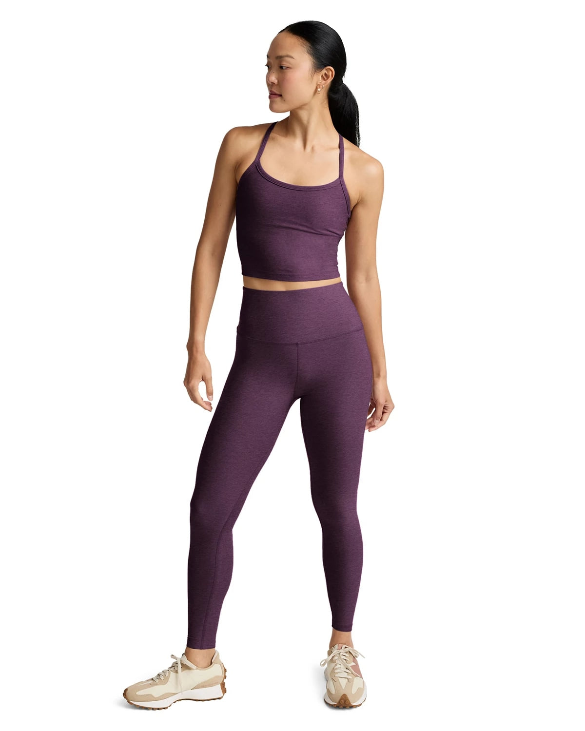 Brilliant Blackberry Heather $|& Beyond Yoga Spacedye Caught In The Midi High Waisted Legging - VOF Detail