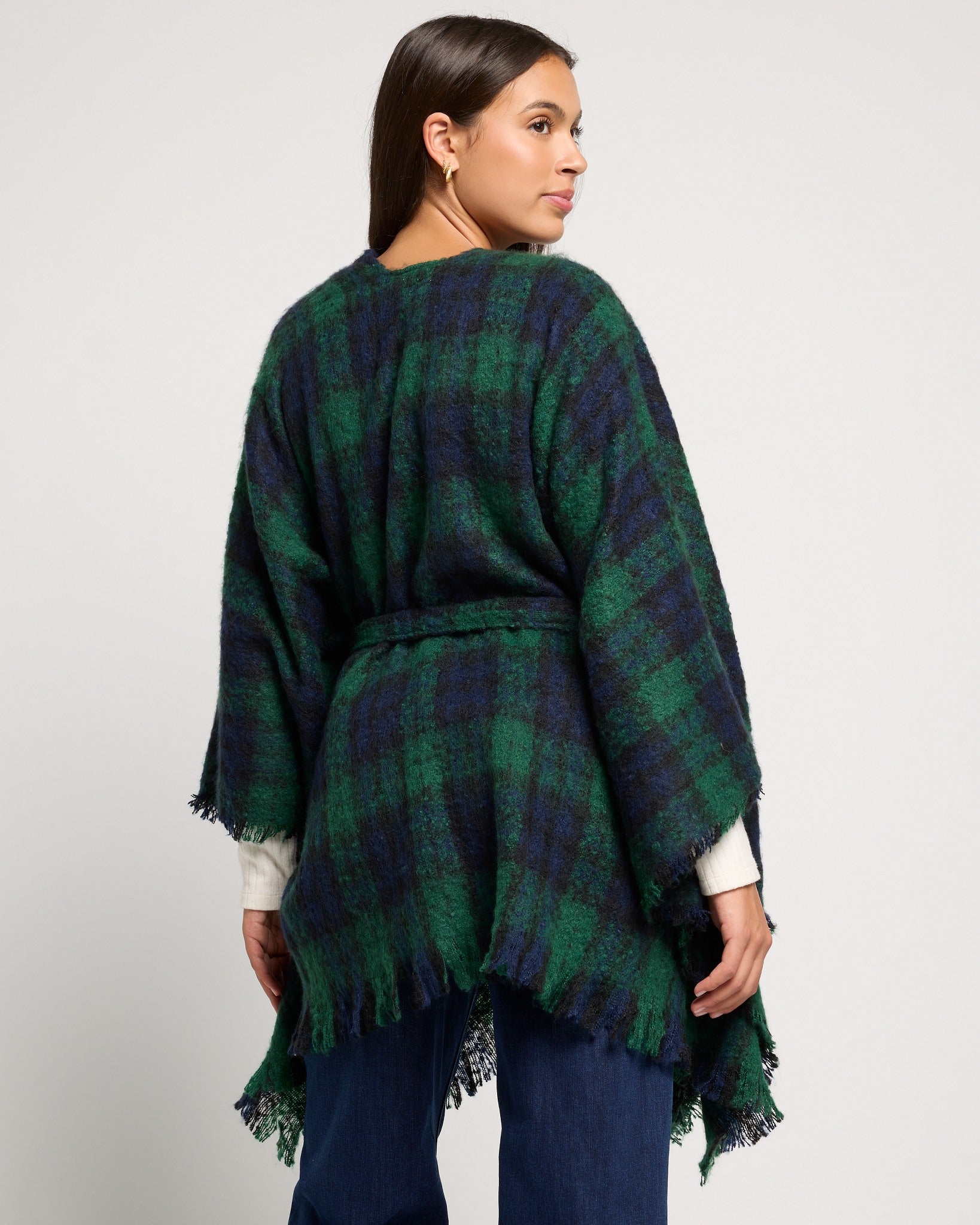 Green $|& David & Young Plaid Belted Wrap - SOF Back